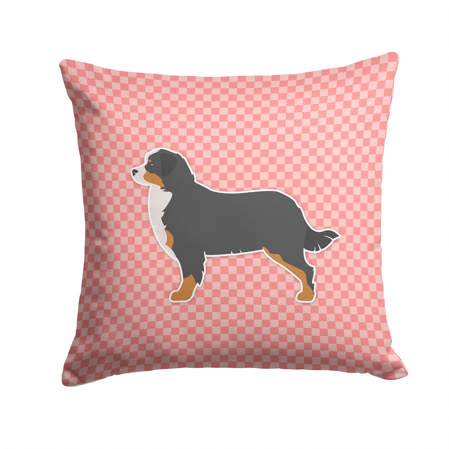 Bernese Mountain Dog Checkerboard Pink Fabric Decorative Pillow BB3619PW1414 - the-store.com