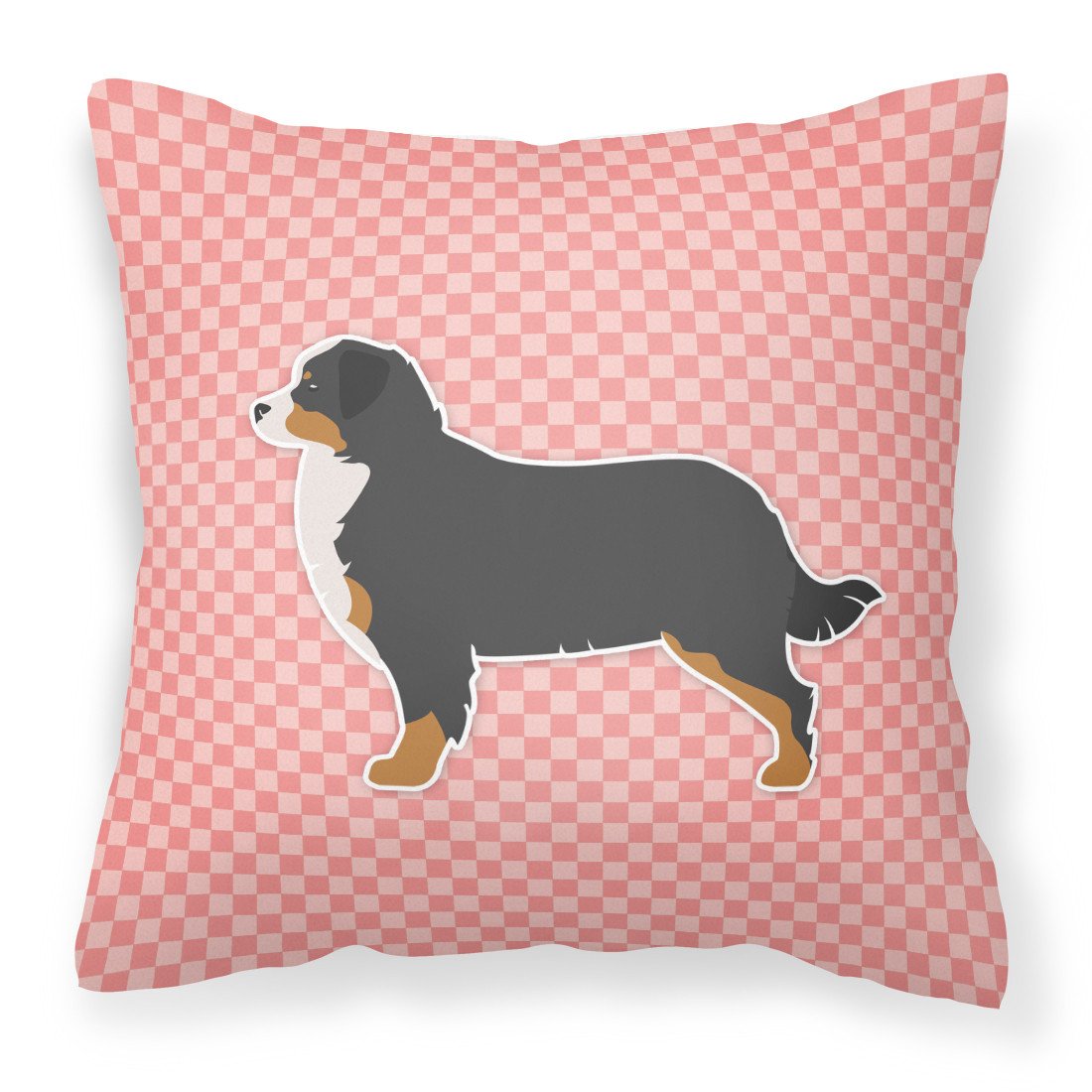 Bernese Mountain Dog Checkerboard Pink Fabric Decorative Pillow BB3619PW1818 by Caroline's Treasures