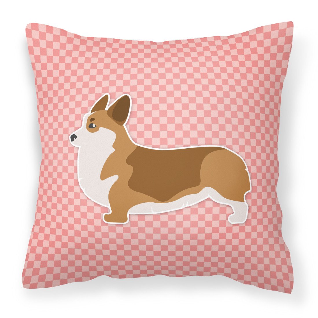 Corgi Checkerboard Pink Fabric Decorative Pillow BB3620PW1818 by Caroline&#39;s Treasures