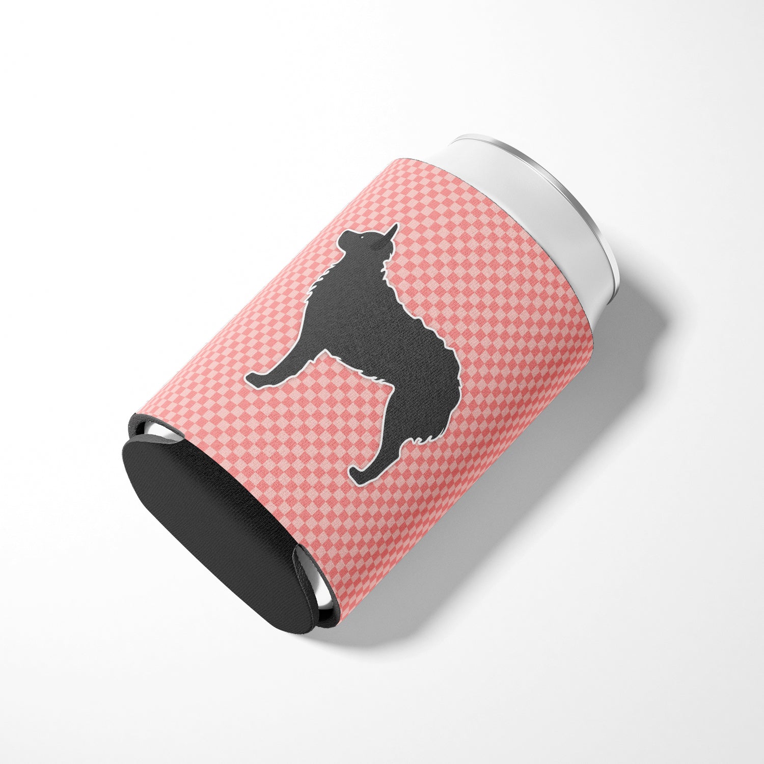Croatian Sheepdog Checkerboard Pink Can or Bottle Hugger BB3621CC