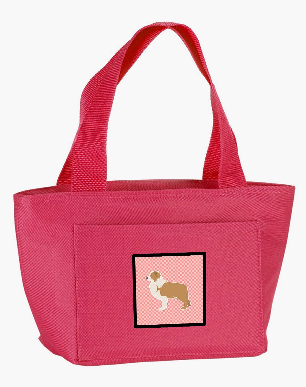 Red Border Collie Checkerboard Pink Lunch Bag BB3622PK-8808 by Caroline&#39;s Treasures