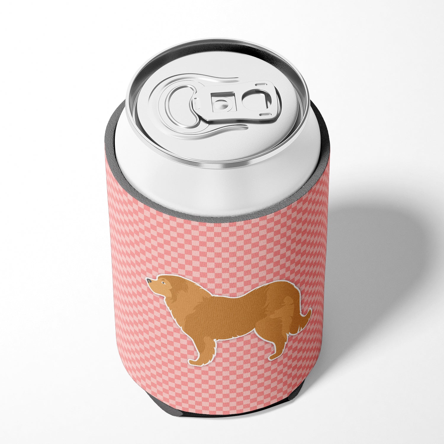 Caucasian Shepherd Dog Checkerboard Pink Can or Bottle Hugger BB3625CC
