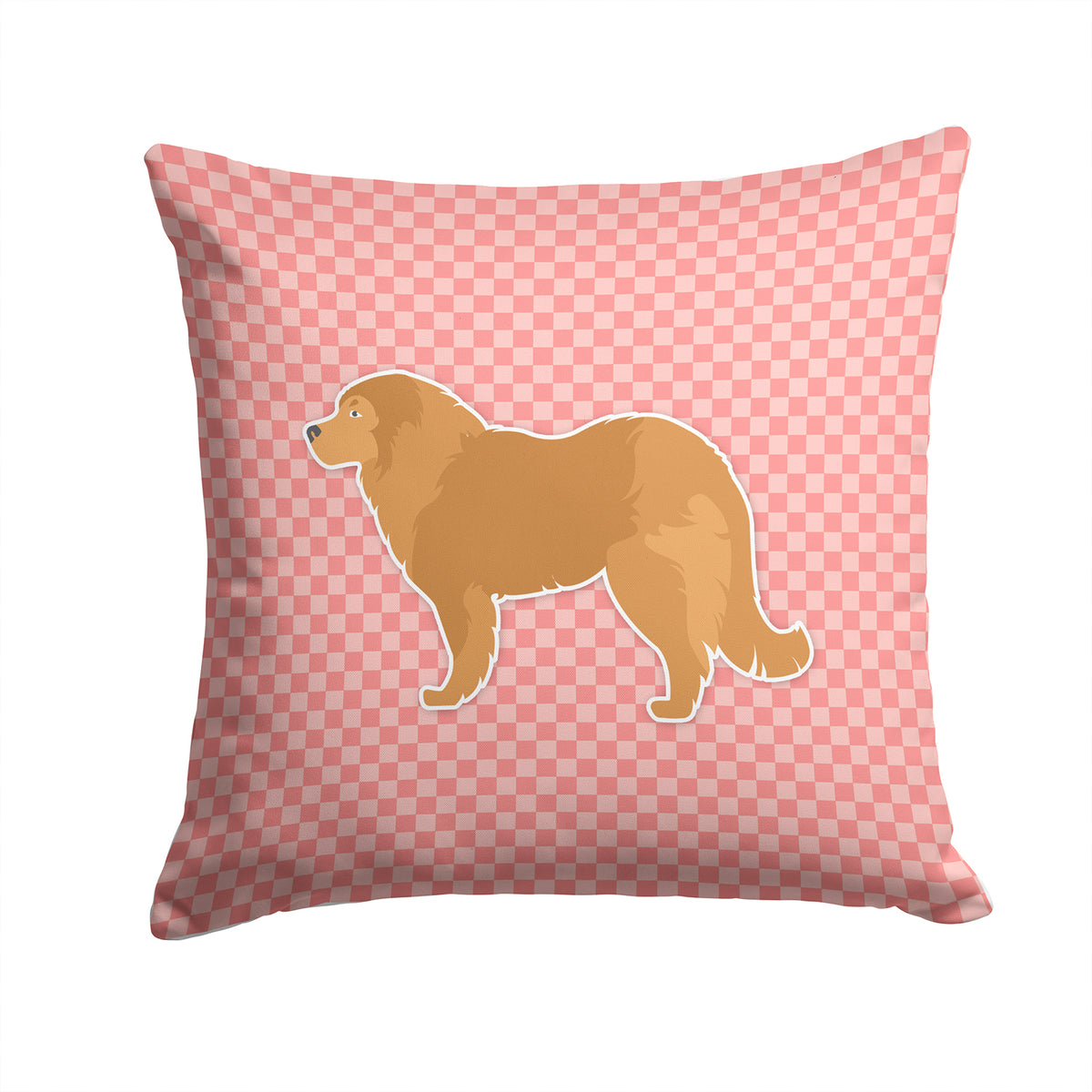 Caucasian Shepherd Dog Checkerboard Pink Fabric Decorative Pillow BB3625PW1414 - the-store.com