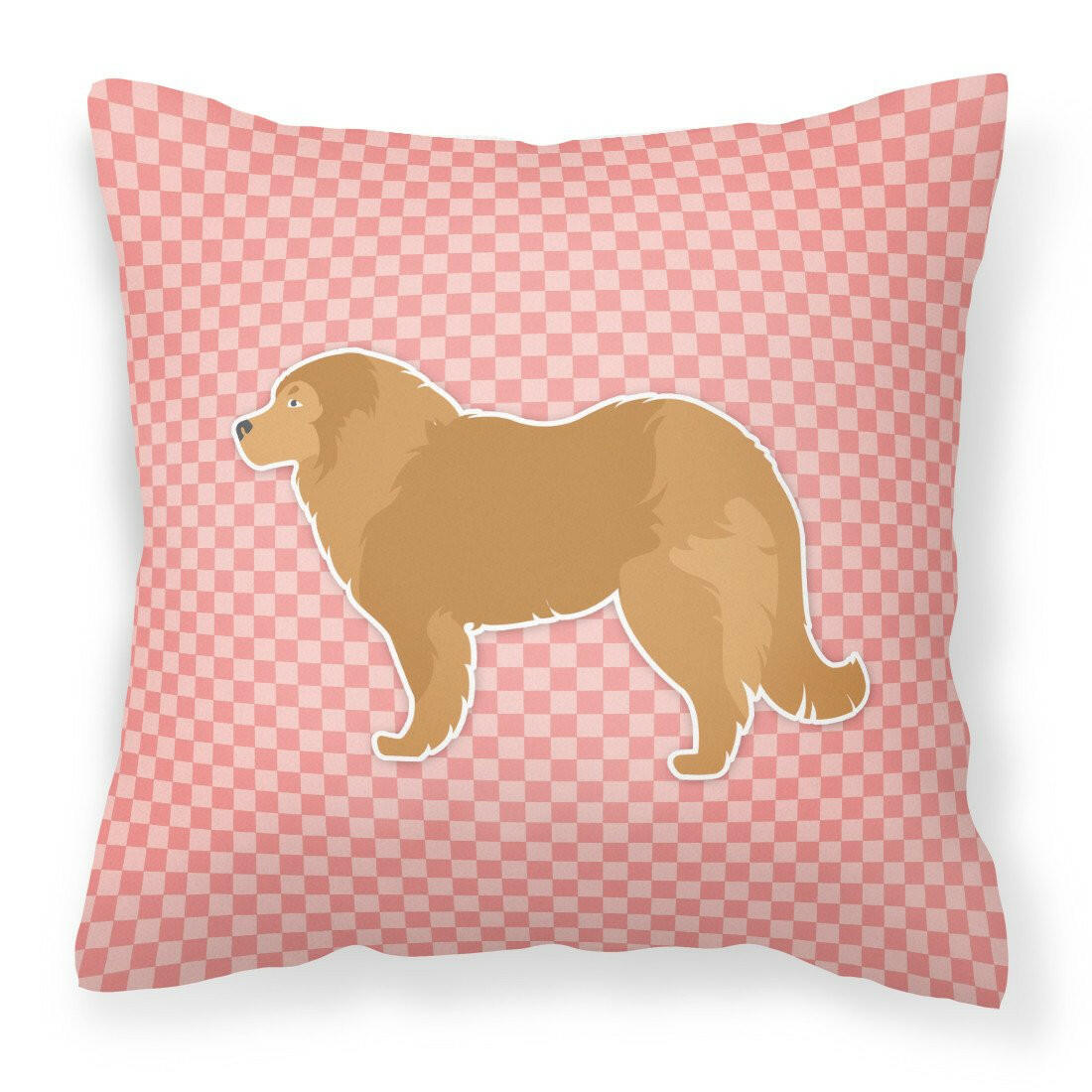 Caucasian Shepherd Dog Checkerboard Pink Fabric Decorative Pillow BB3625PW1818 by Caroline&#39;s Treasures