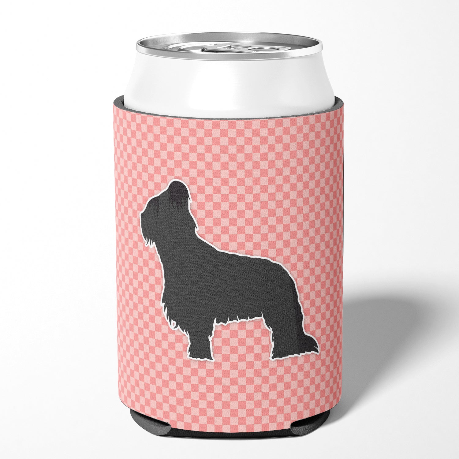 Briard Checkerboard Pink Can or Bottle Hugger BB3626CC  the-store.com.