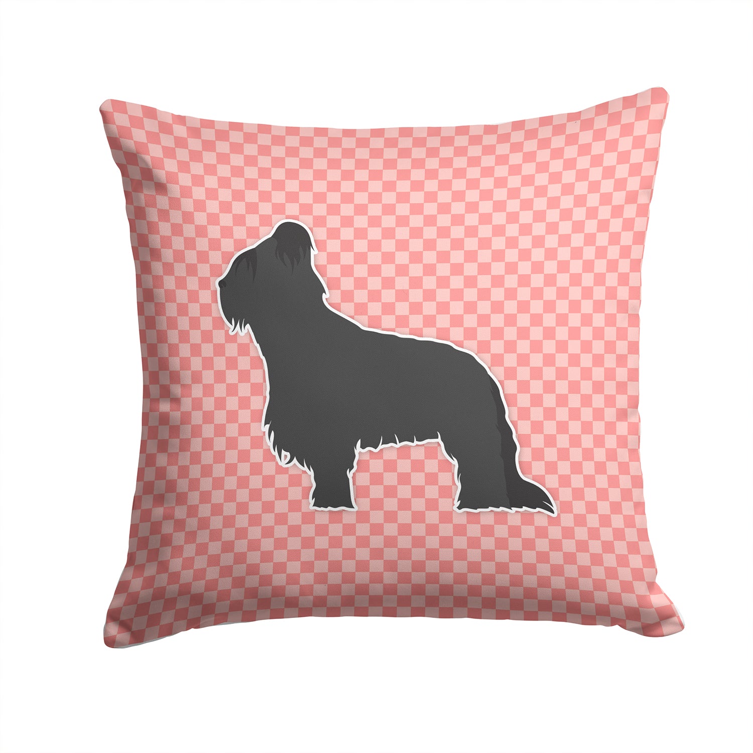 Briard Checkerboard Pink Fabric Decorative Pillow BB3626PW1414 - the-store.com