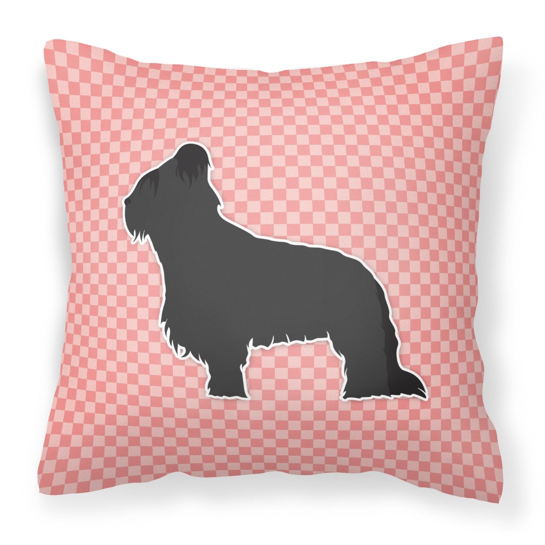 Briard Checkerboard Pink Fabric Decorative Pillow BB3626PW1818 by Caroline&#39;s Treasures