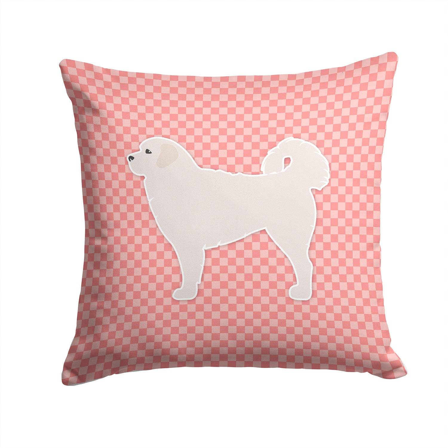 Polish Tatra Sheepdog Checkerboard Pink Fabric Decorative Pillow BB3627PW1414 - the-store.com