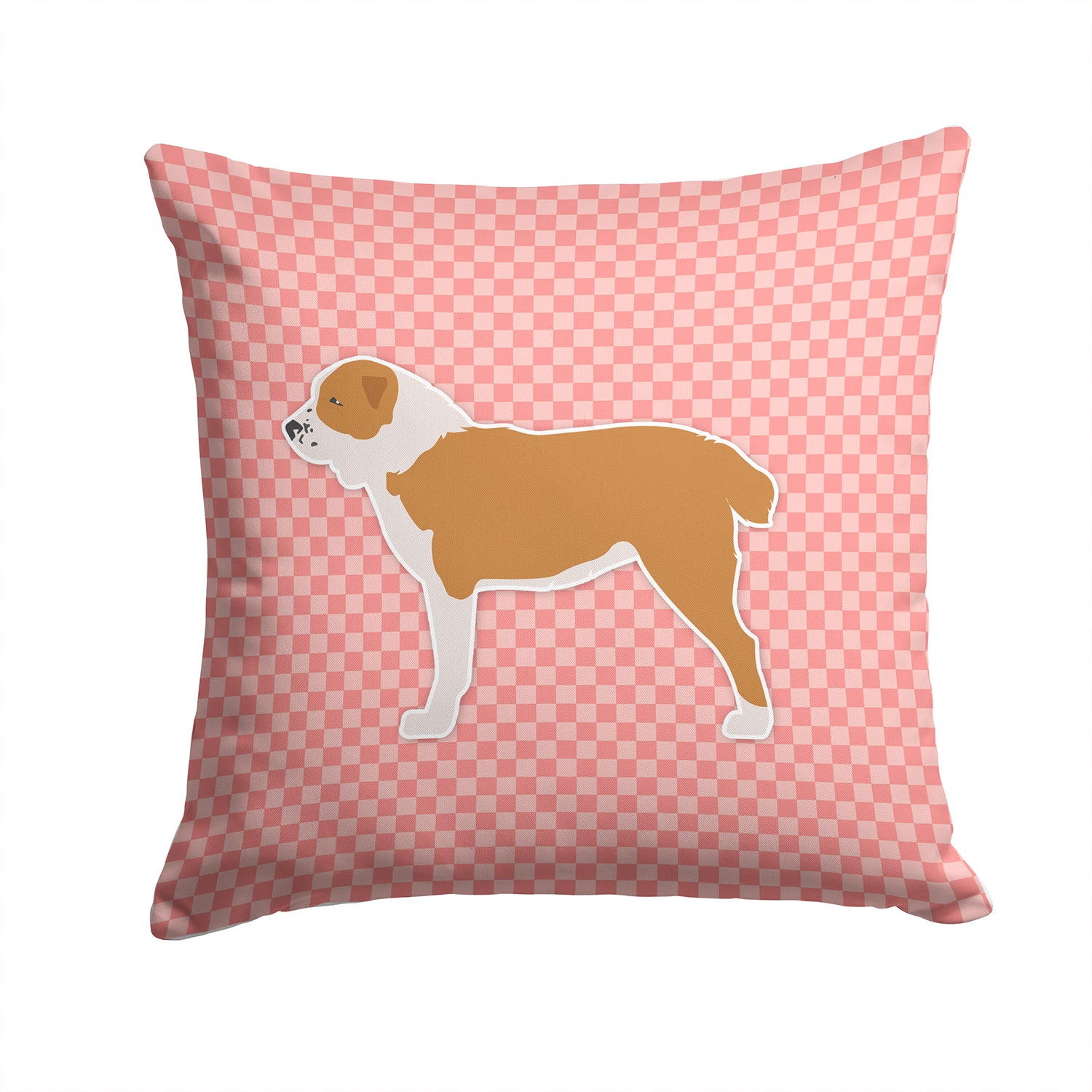 Central Asian Shepherd Dog Checkerboard Pink Fabric Decorative Pillow BB3628PW1414 - the-store.com