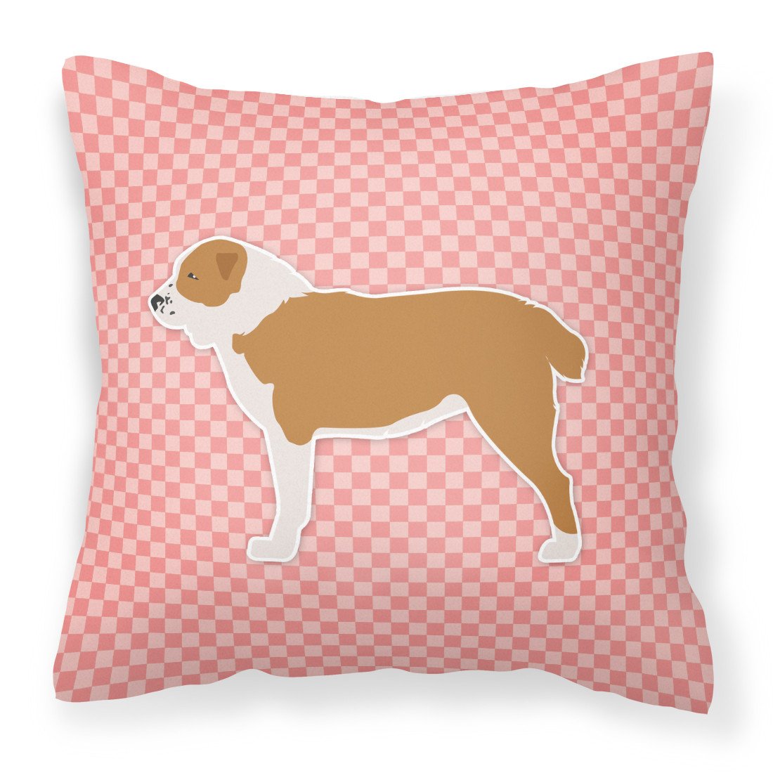 Central Asian Shepherd Dog Checkerboard Pink Fabric Decorative Pillow BB3628PW1818 by Caroline&#39;s Treasures