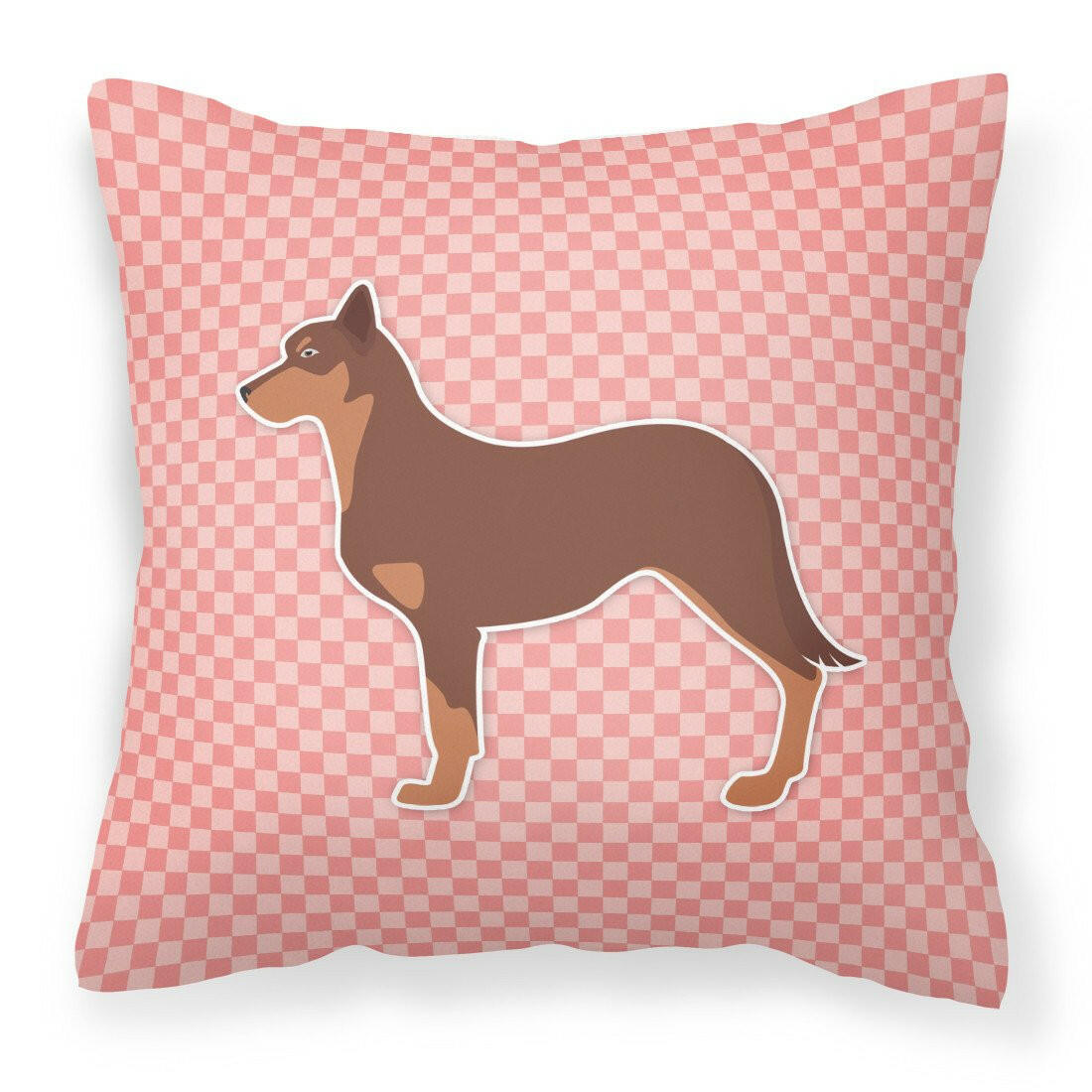 Australian Kelpie Dog Checkerboard Pink Fabric Decorative Pillow BB3629PW1818 by Caroline&#39;s Treasures
