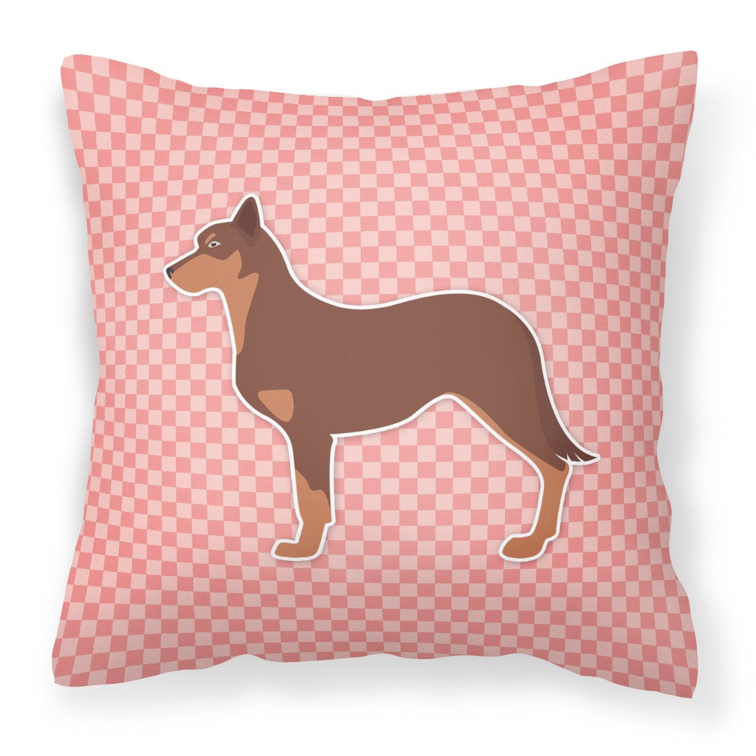 Australian Kelpie Dog Checkerboard Pink Fabric Decorative Pillow BB3629PW1818 by Caroline's Treasures