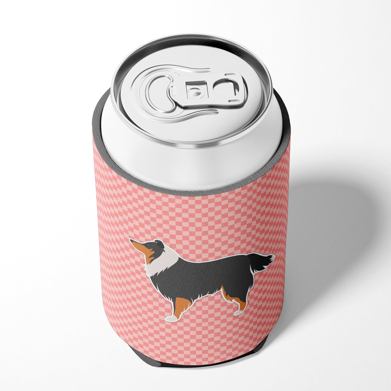 Sheltie/Shetland Sheepdog Checkerboard Pink Can or Bottle Hugger BB3630CC