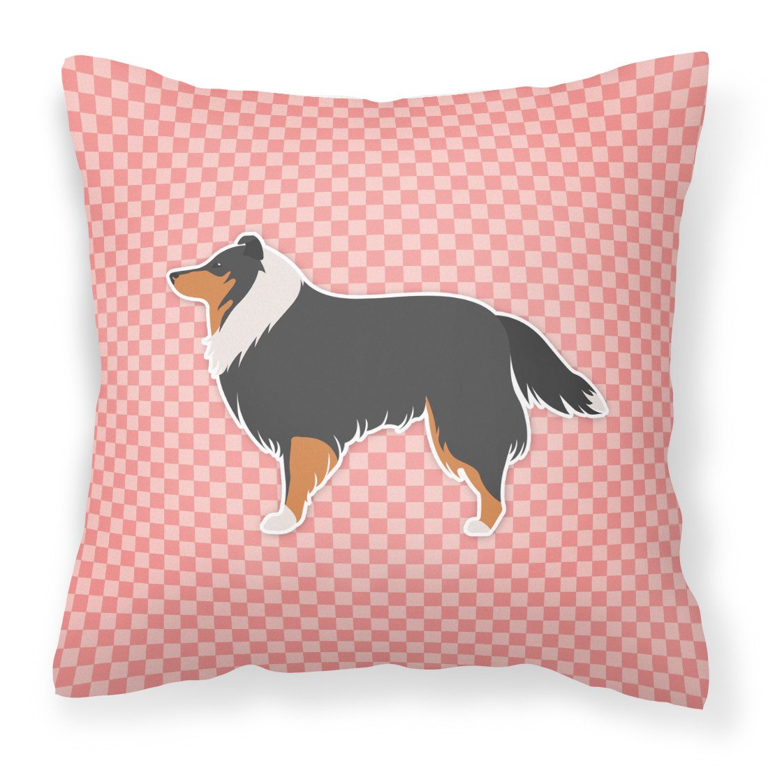 Sheltie/Shetland Sheepdog Checkerboard Pink Fabric Decorative Pillow BB3630PW1818 by Caroline's Treasures
