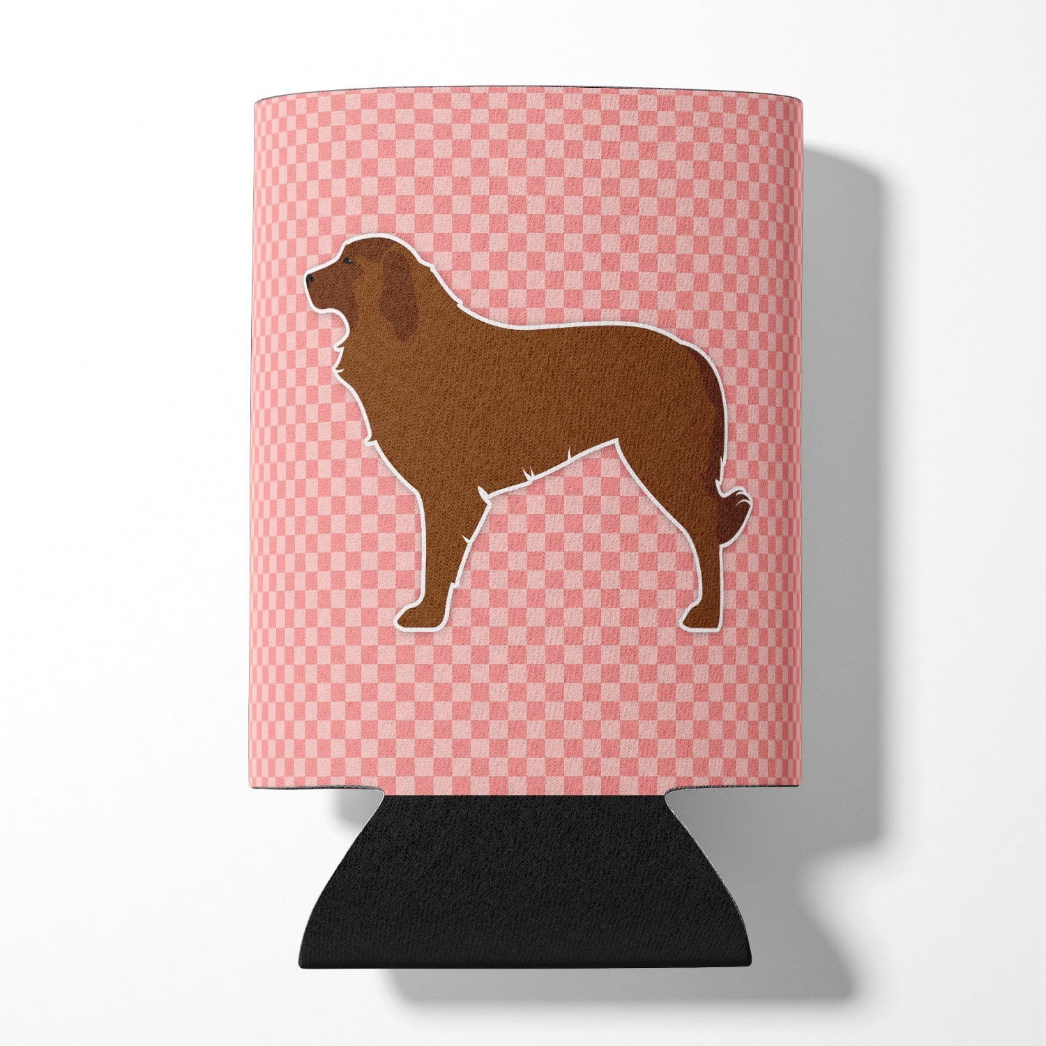 Portuguese Sheepdog Dog Checkerboard Pink Can or Bottle Hugger BB3631CC  the-store.com.