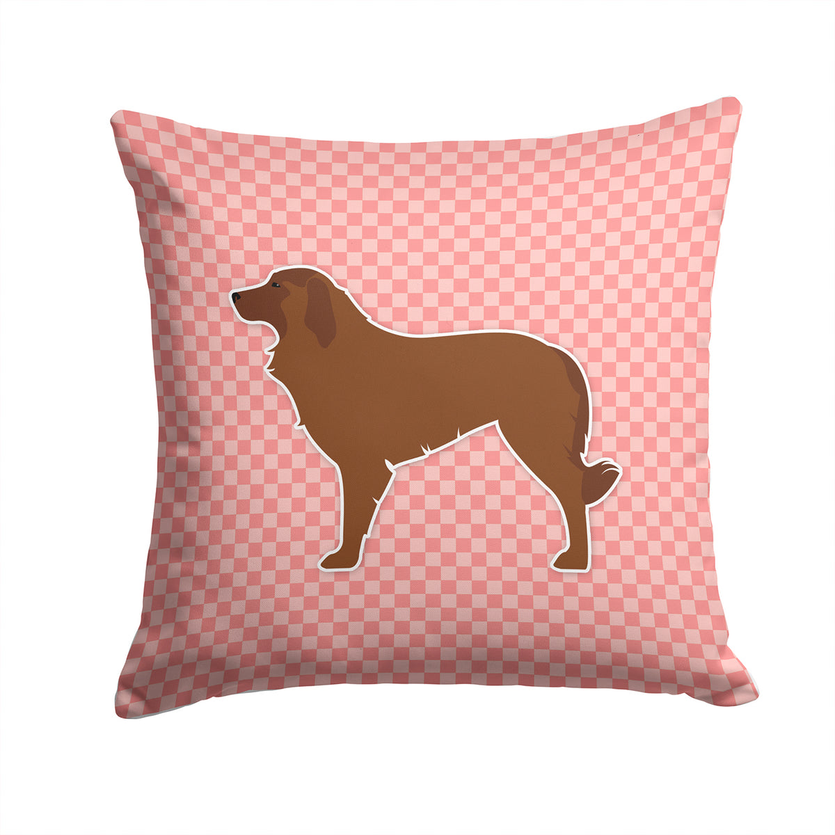 Portuguese Sheepdog Dog Checkerboard Pink Fabric Decorative Pillow BB3631PW1414 - the-store.com
