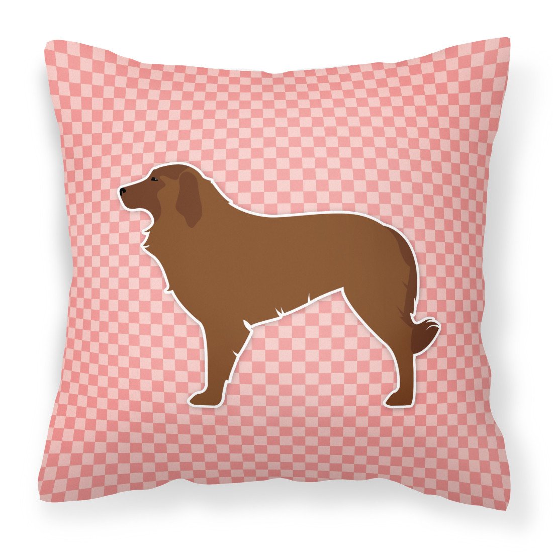 Portuguese Sheepdog Dog Checkerboard Pink Fabric Decorative Pillow BB3631PW1818 by Caroline's Treasures