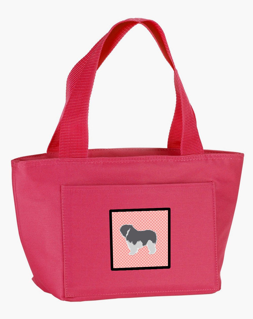 Polish Lowland Sheepdog Dog Checkerboard Pink Lunch Bag BB3632PK-8808 by Caroline&#39;s Treasures