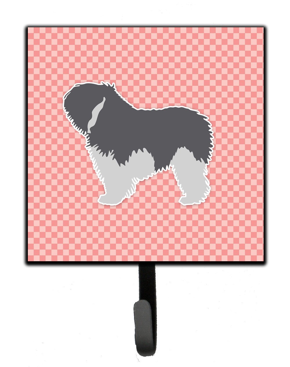Polish Lowland Sheepdog Dog Checkerboard Pink Leash or Key Holder BB3632SH4 by Caroline&#39;s Treasures