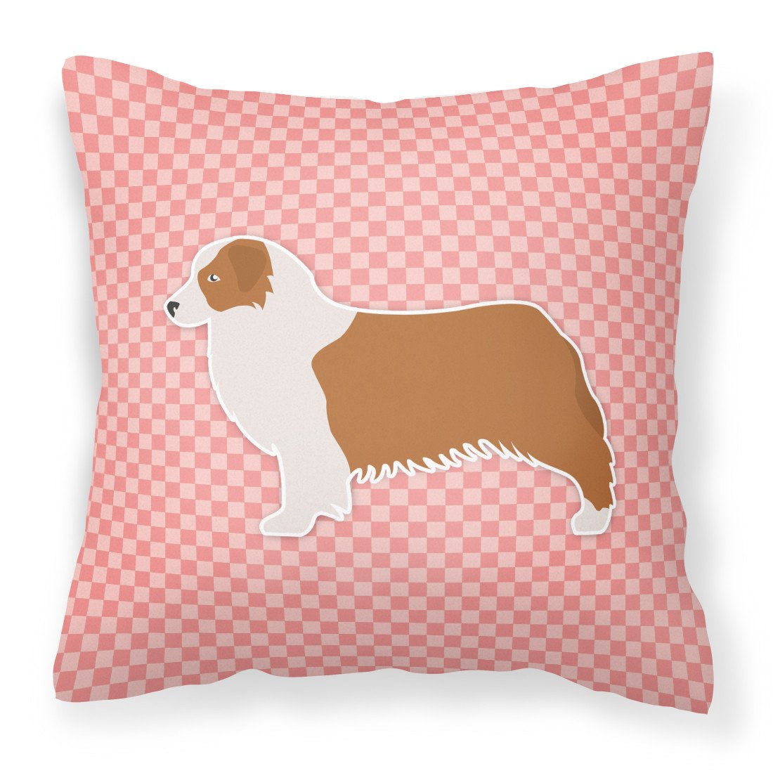Australian Shepherd Dog Checkerboard Pink Fabric Decorative Pillow BB3633PW1818 by Caroline&#39;s Treasures