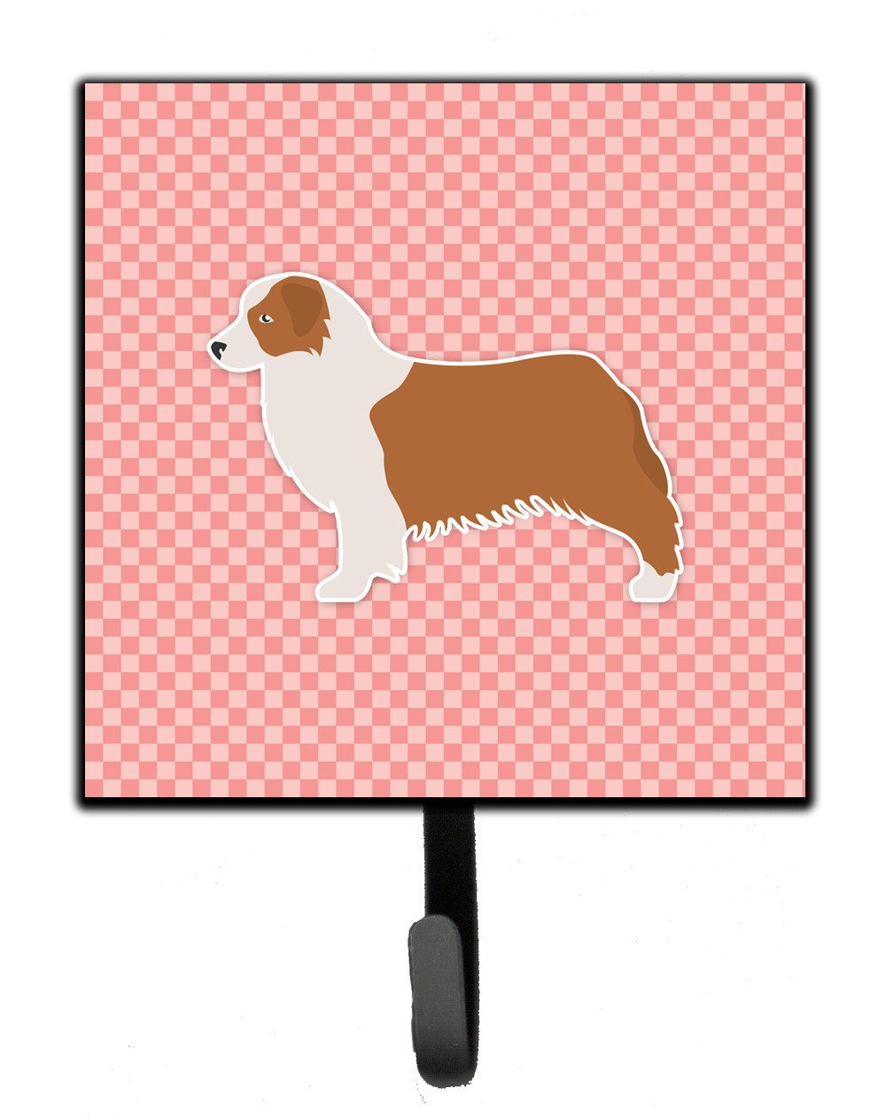 Australian Shepherd Dog Checkerboard Pink Leash or Key Holder BB3633SH4 by Caroline&#39;s Treasures