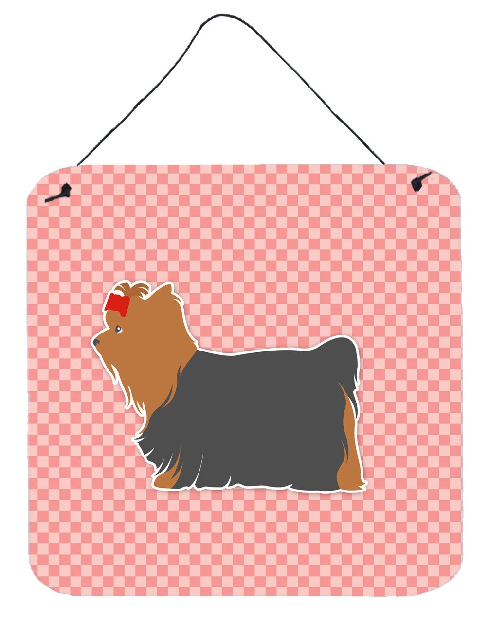 Yorkshire Terrier Yorkie Checkerboard Pink Wall or Door Hanging Prints BB3634DS66 by Caroline's Treasures