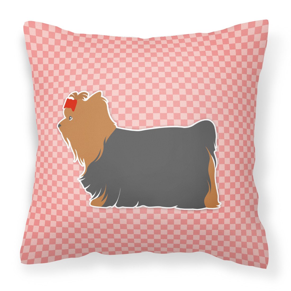 Yorkshire Terrier Yorkie Checkerboard Pink Fabric Decorative Pillow BB3634PW1818 by Caroline's Treasures