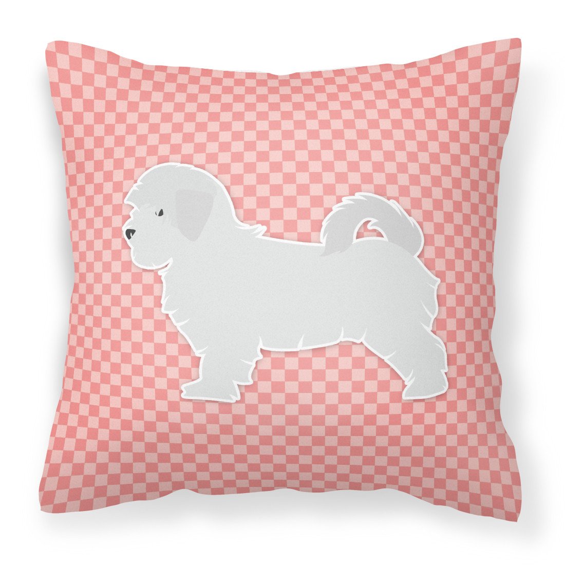 Maltese Checkerboard Pink Fabric Decorative Pillow BB3636PW1818 by Caroline&#39;s Treasures