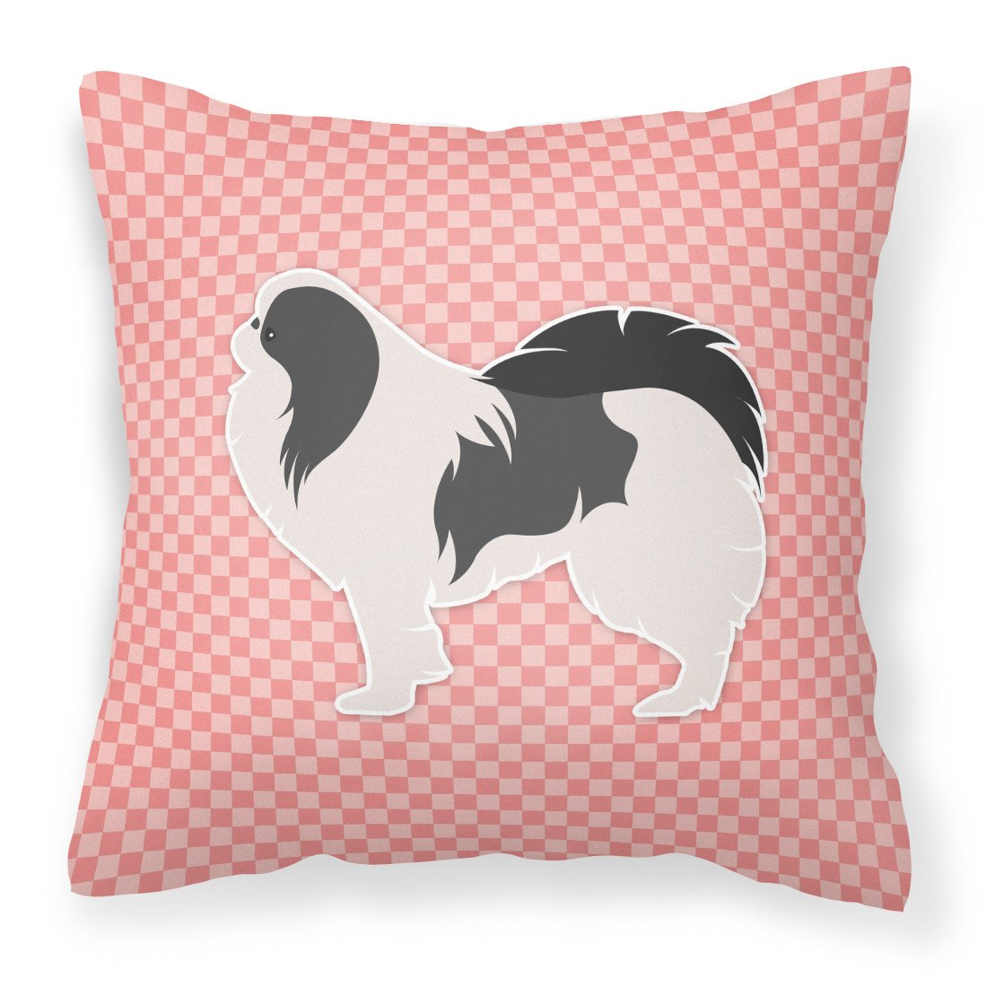 Japanese Chin Checkerboard Pink Fabric Decorative Pillow BB3637PW1818 by Caroline&#39;s Treasures