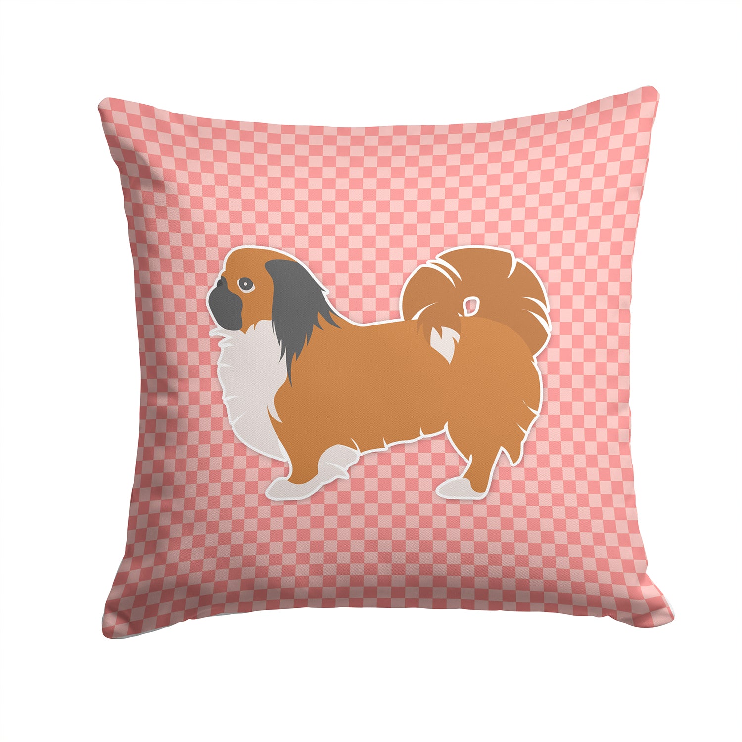 Pekingese Checkerboard Pink Fabric Decorative Pillow BB3638PW1414 - the-store.com