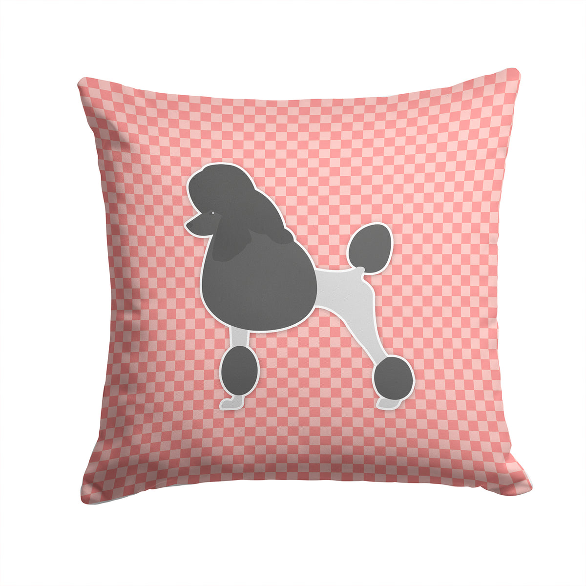 Poodle Checkerboard Pink Fabric Decorative Pillow BB3639PW1414 - the-store.com
