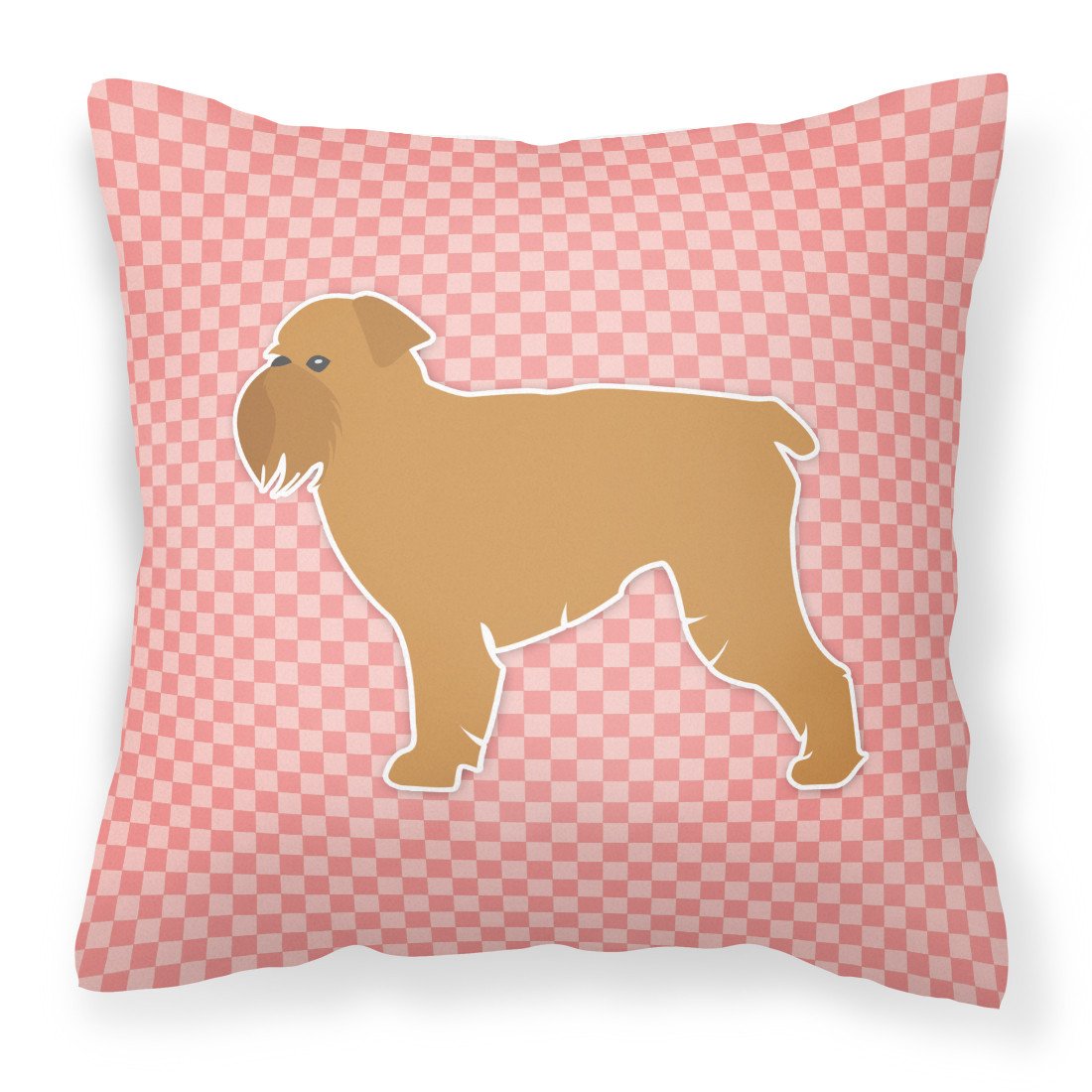 Brussels Griffon Checkerboard Pink Fabric Decorative Pillow BB3640PW1818 by Caroline&#39;s Treasures