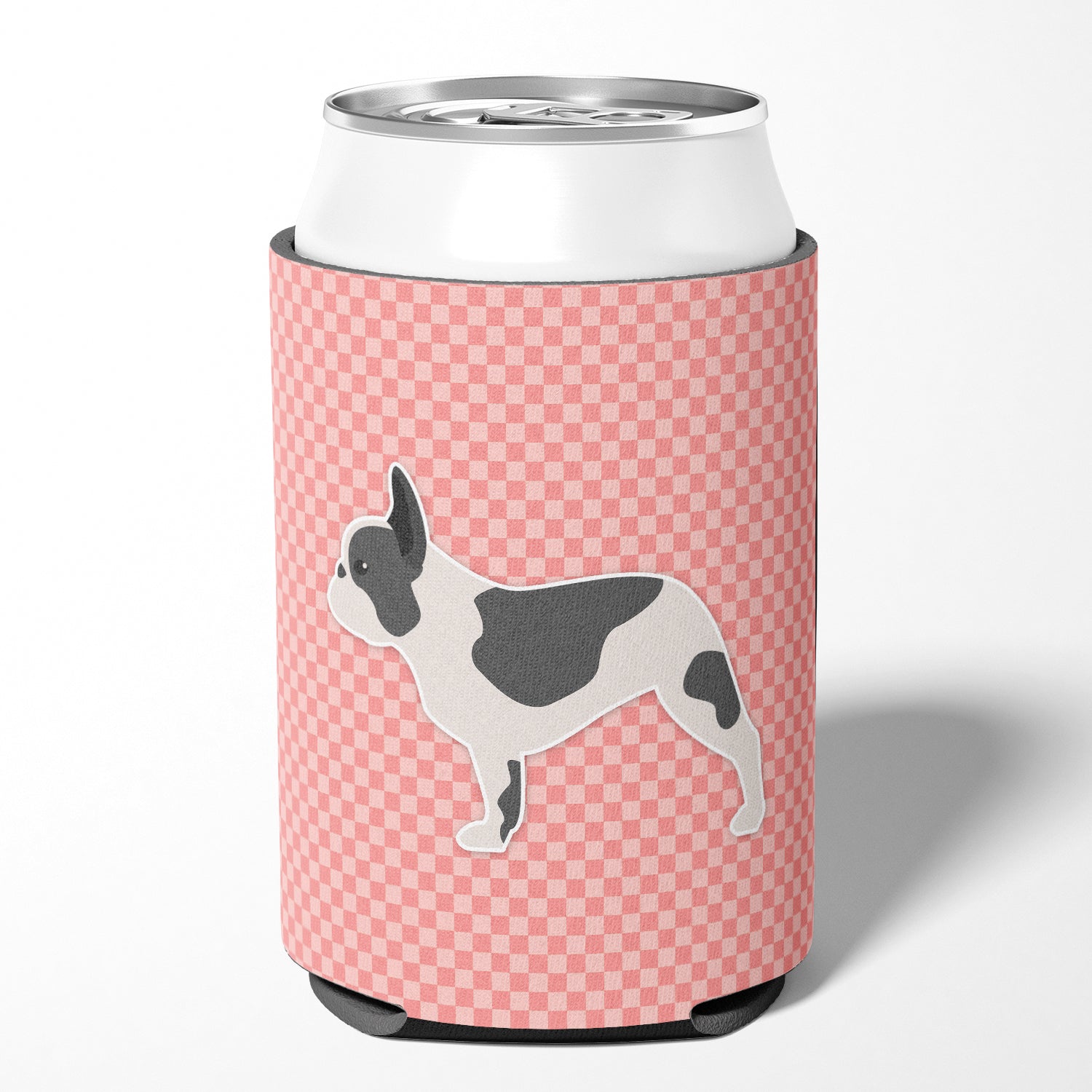 French Bulldog Checkerboard Pink Can or Bottle Hugger BB3641CC  the-store.com.