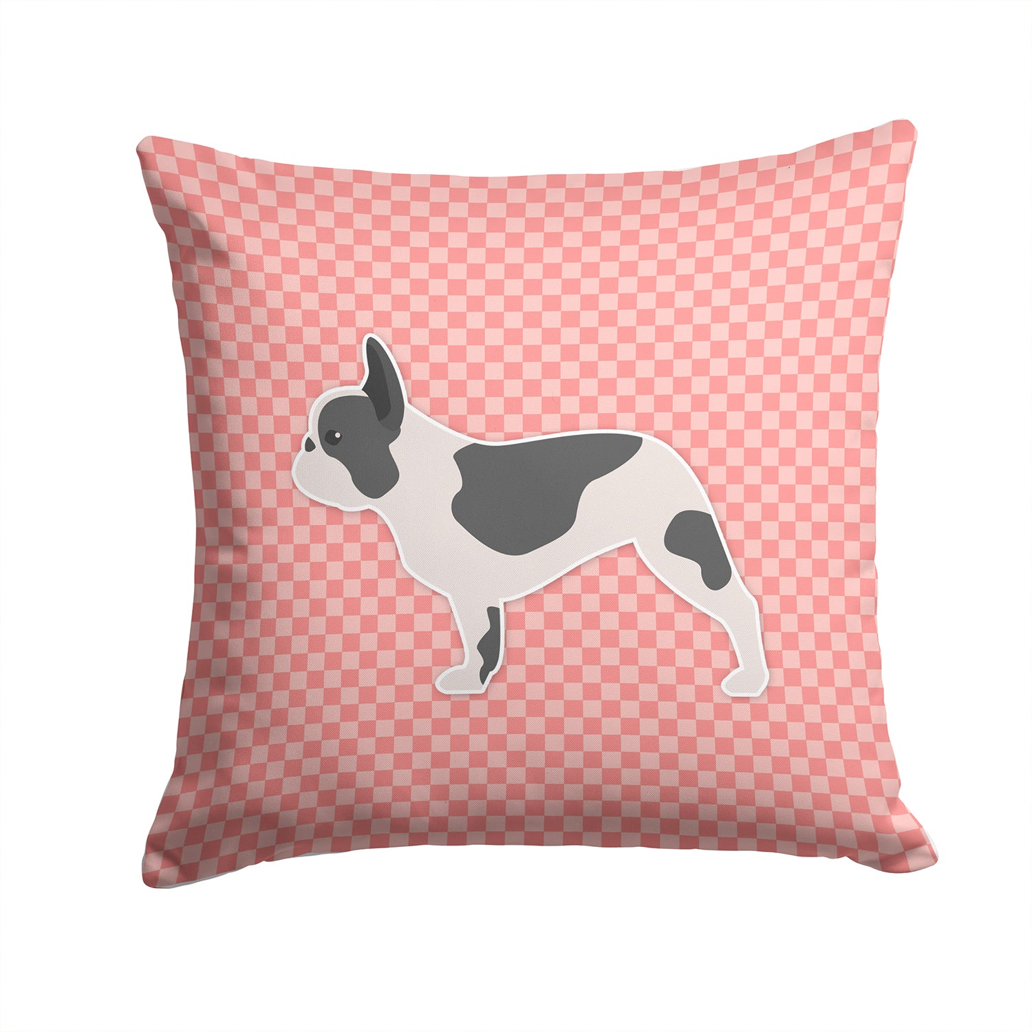 French Bulldog Checkerboard Pink Fabric Decorative Pillow BB3641PW1414 - the-store.com
