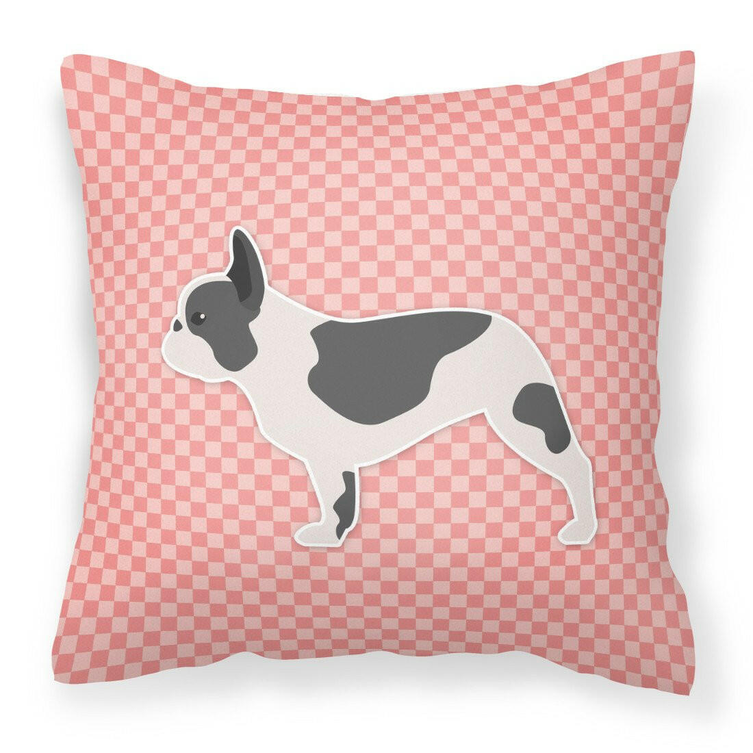 French Bulldog Checkerboard Pink Fabric Decorative Pillow BB3641PW1818 by Caroline&#39;s Treasures