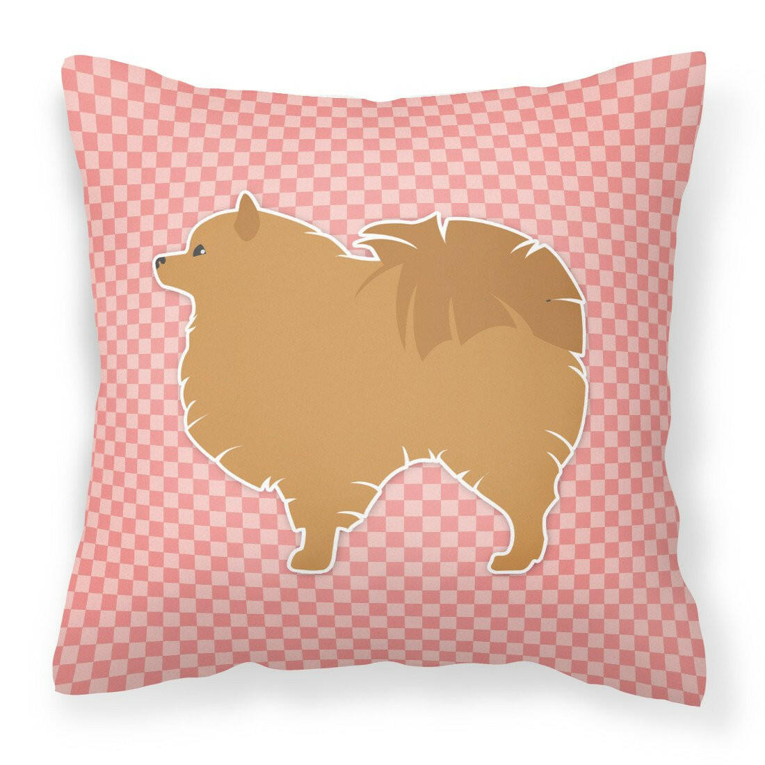 Pomeranian Checkerboard Pink Fabric Decorative Pillow BB3642PW1818 by Caroline&#39;s Treasures