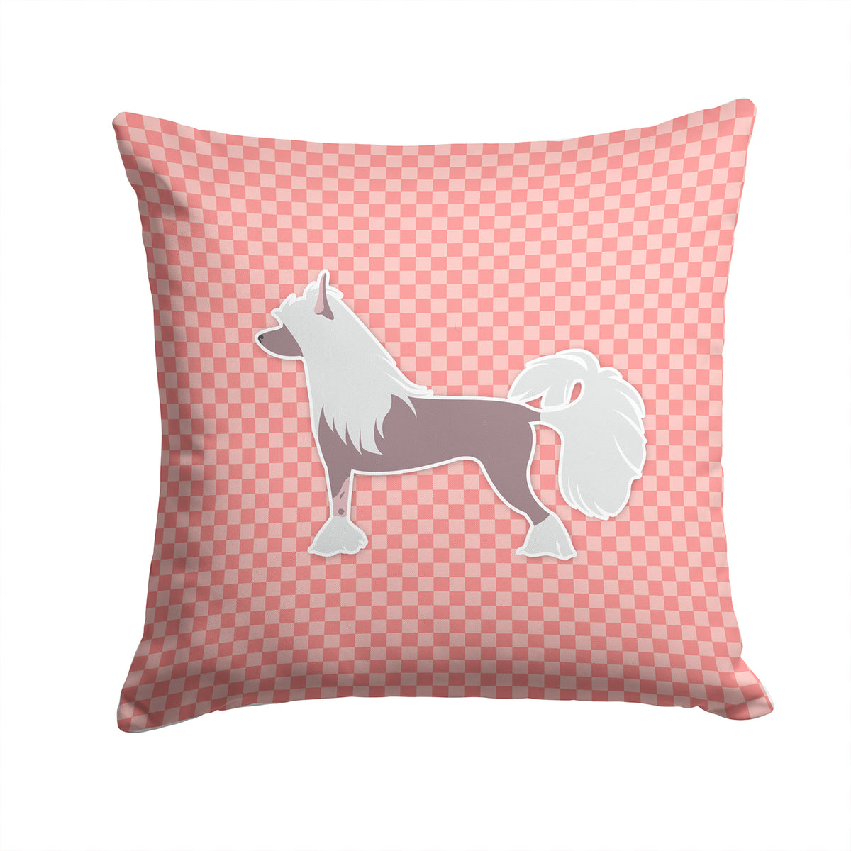 Chinese Crested Checkerboard Pink Fabric Decorative Pillow BB3643PW1414 - the-store.com