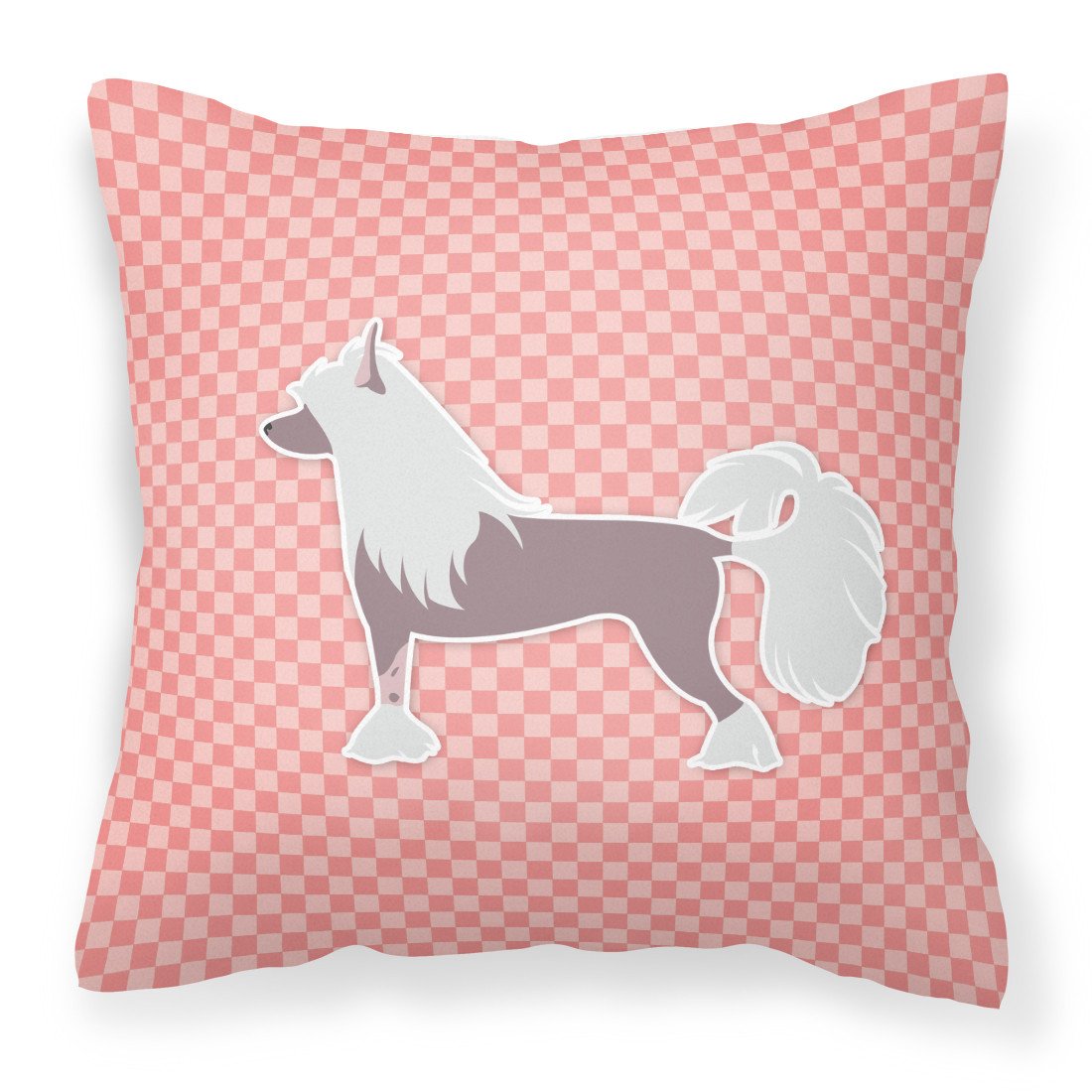Chinese Crested Checkerboard Pink Fabric Decorative Pillow BB3643PW1818 by Caroline&#39;s Treasures