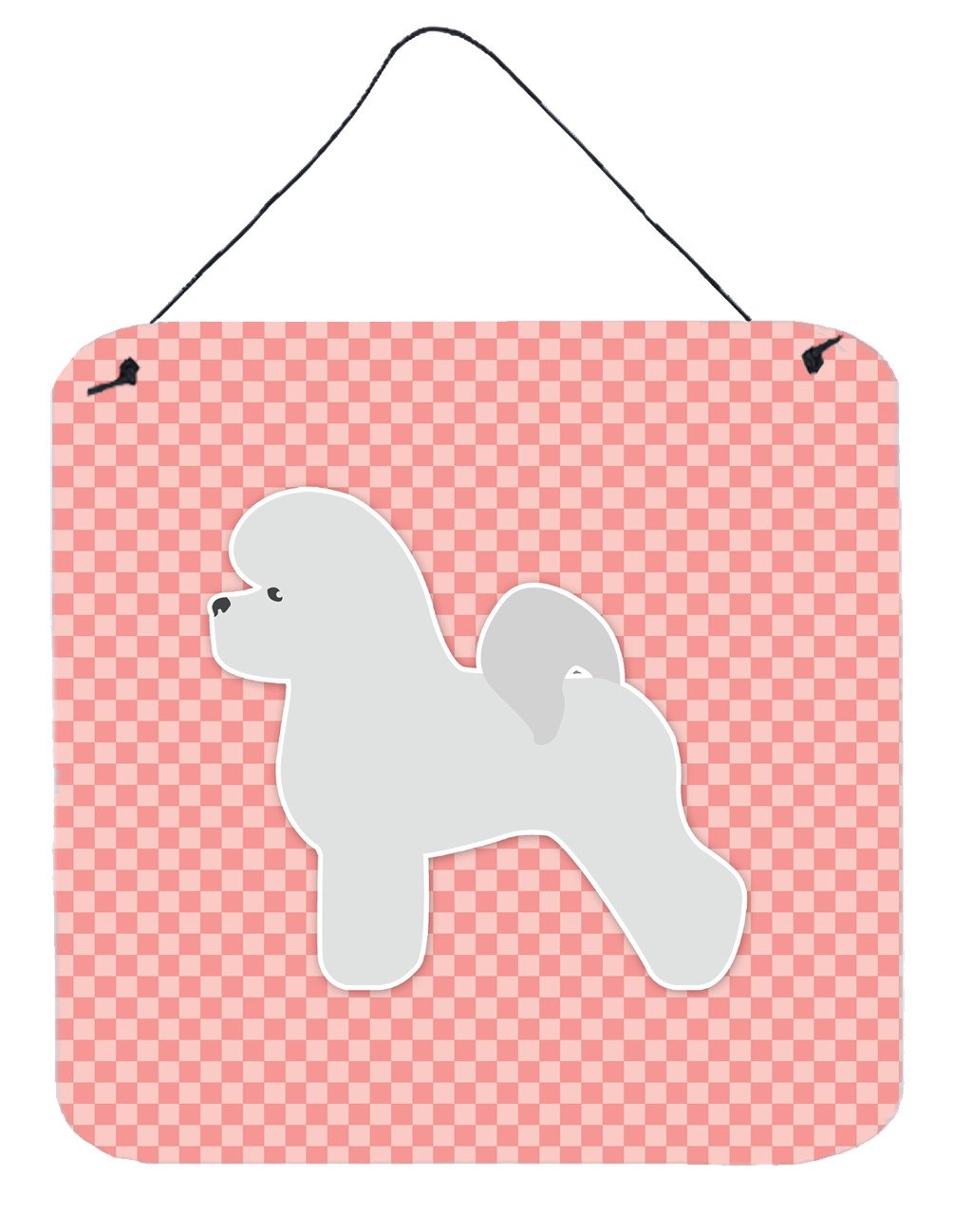 Bichon Frise Checkerboard Pink Wall or Door Hanging Prints BB3645DS66 by Caroline&#39;s Treasures