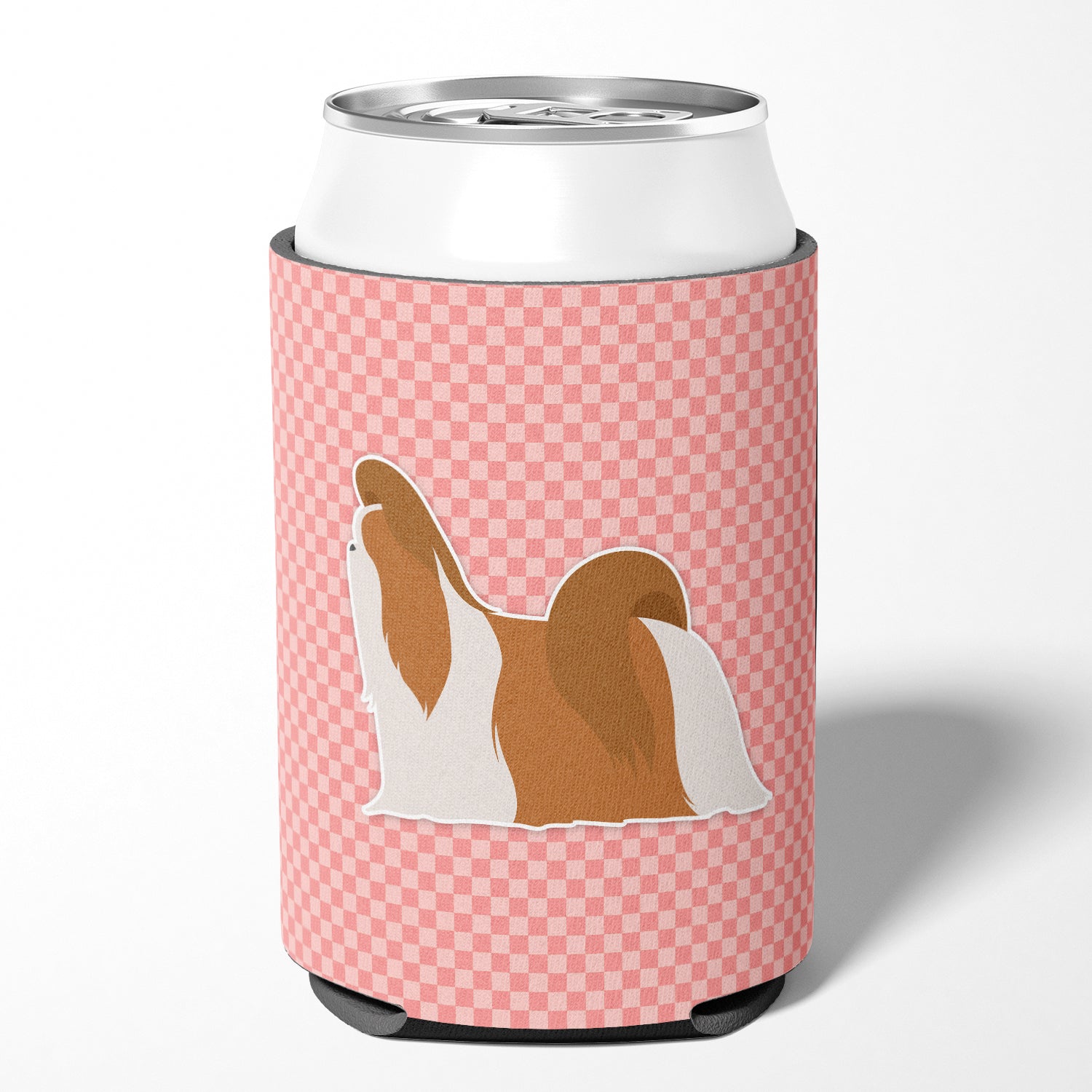 Shih Tzu Checkerboard Pink Can or Bottle Hugger BB3646CC  the-store.com.