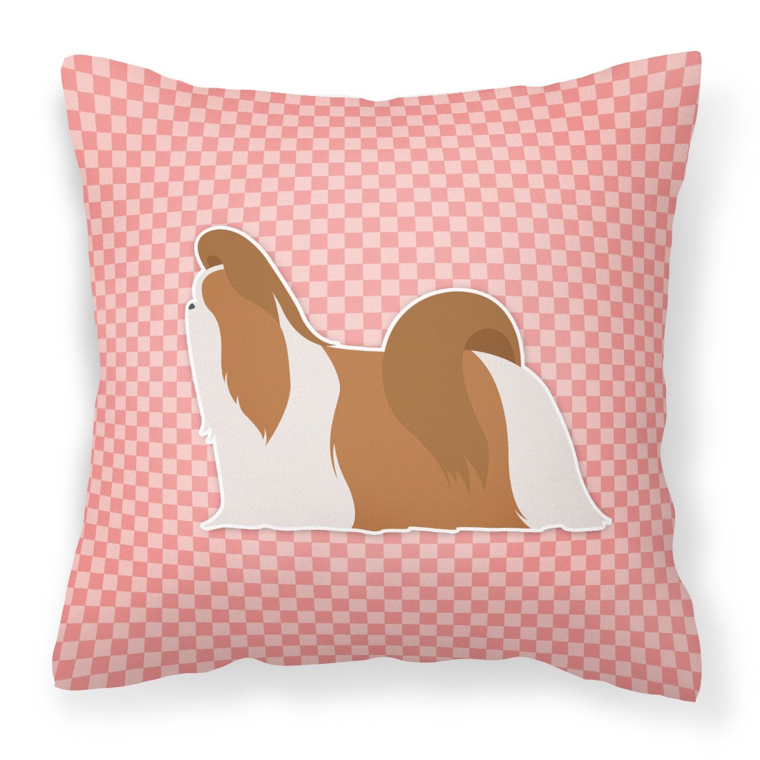 Shih Tzu Checkerboard Pink Fabric Decorative Pillow BB3646PW1818 by Caroline&#39;s Treasures