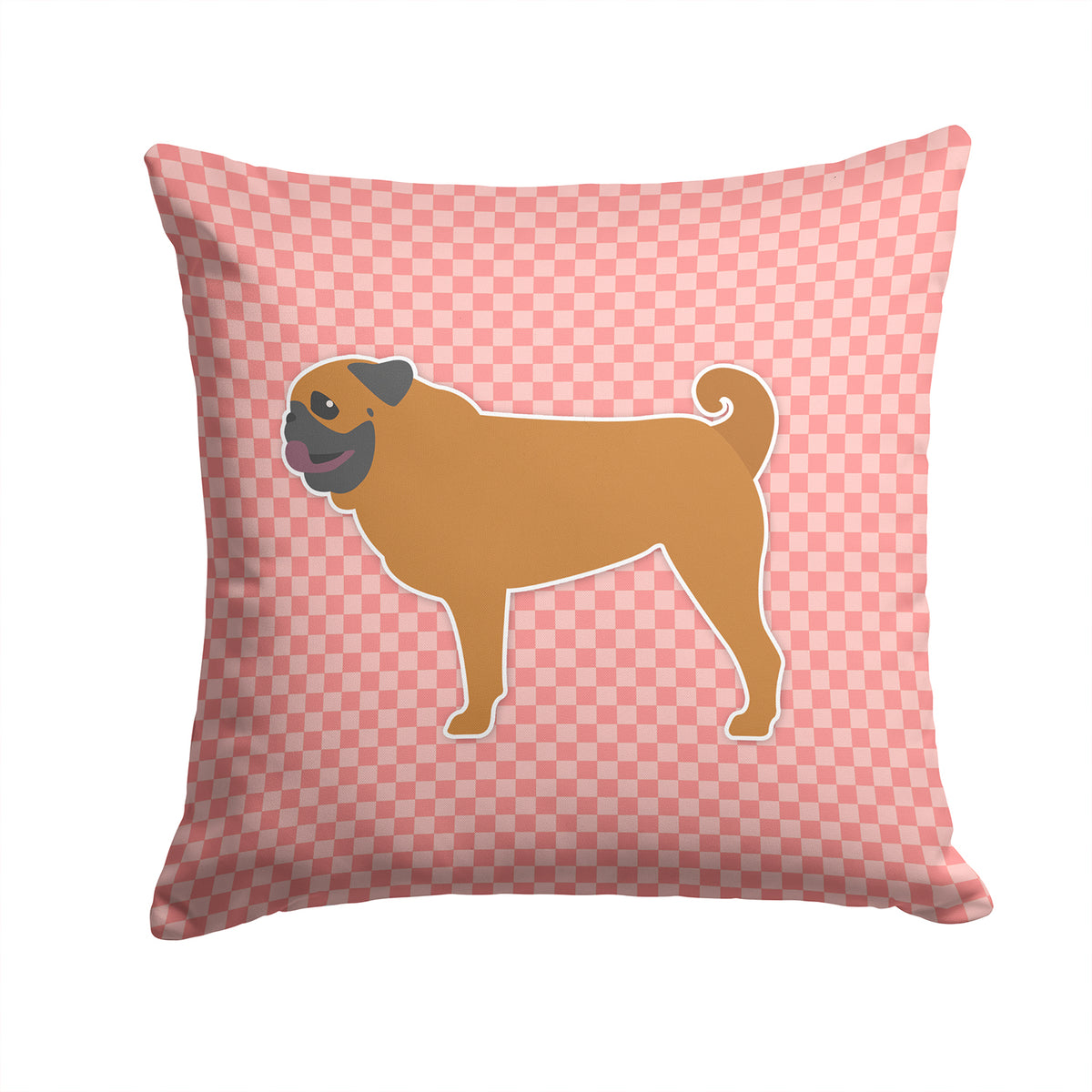 Pug Checkerboard Pink Fabric Decorative Pillow BB3647PW1414 - the-store.com