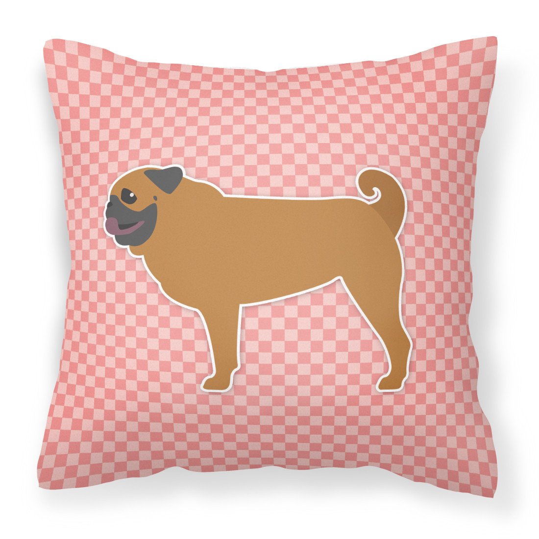 Pug Checkerboard Pink Fabric Decorative Pillow BB3647PW1818 by Caroline&#39;s Treasures