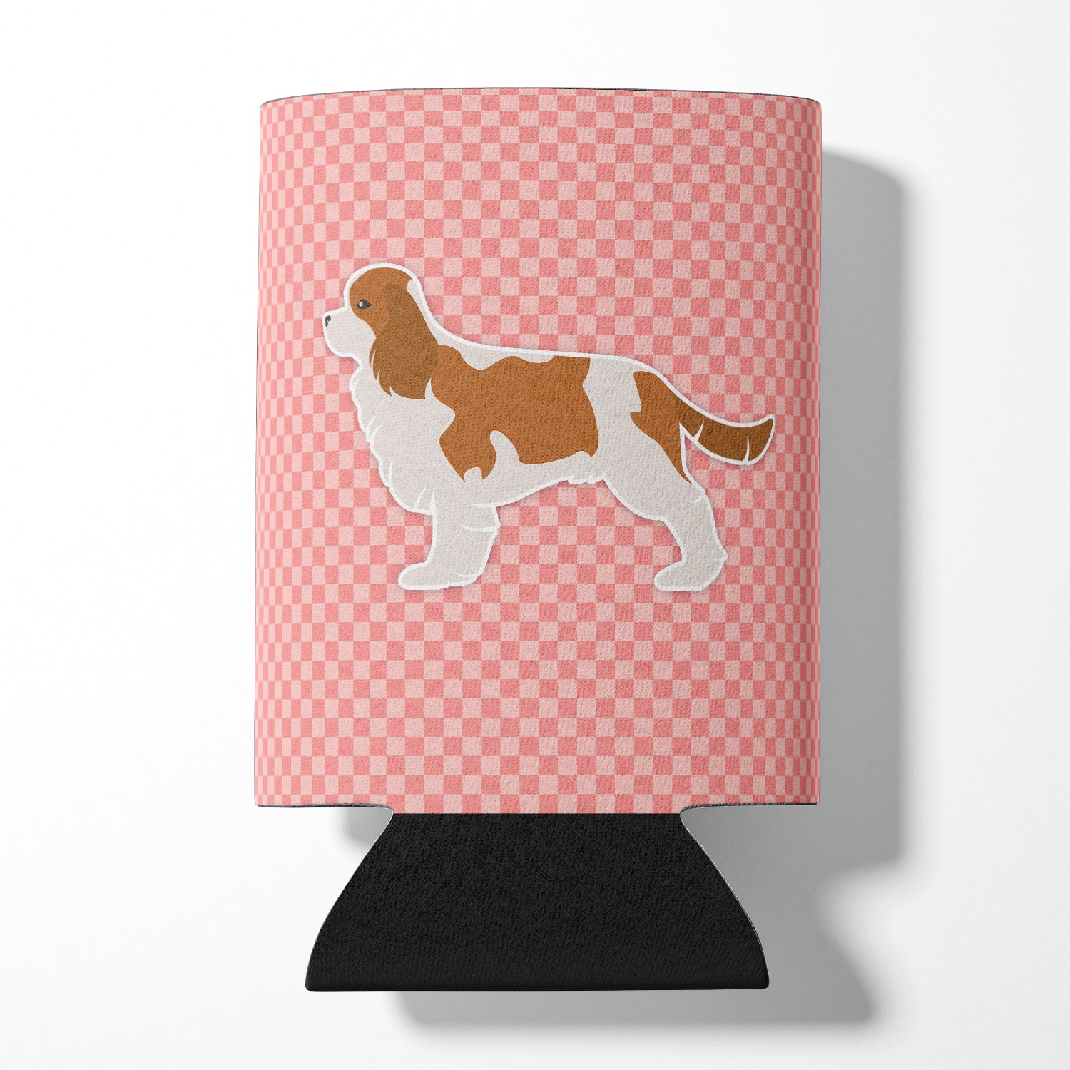 Cavalier King Charles Spaniel Checkerboard Pink Can or Bottle Hugger BB3649CC
