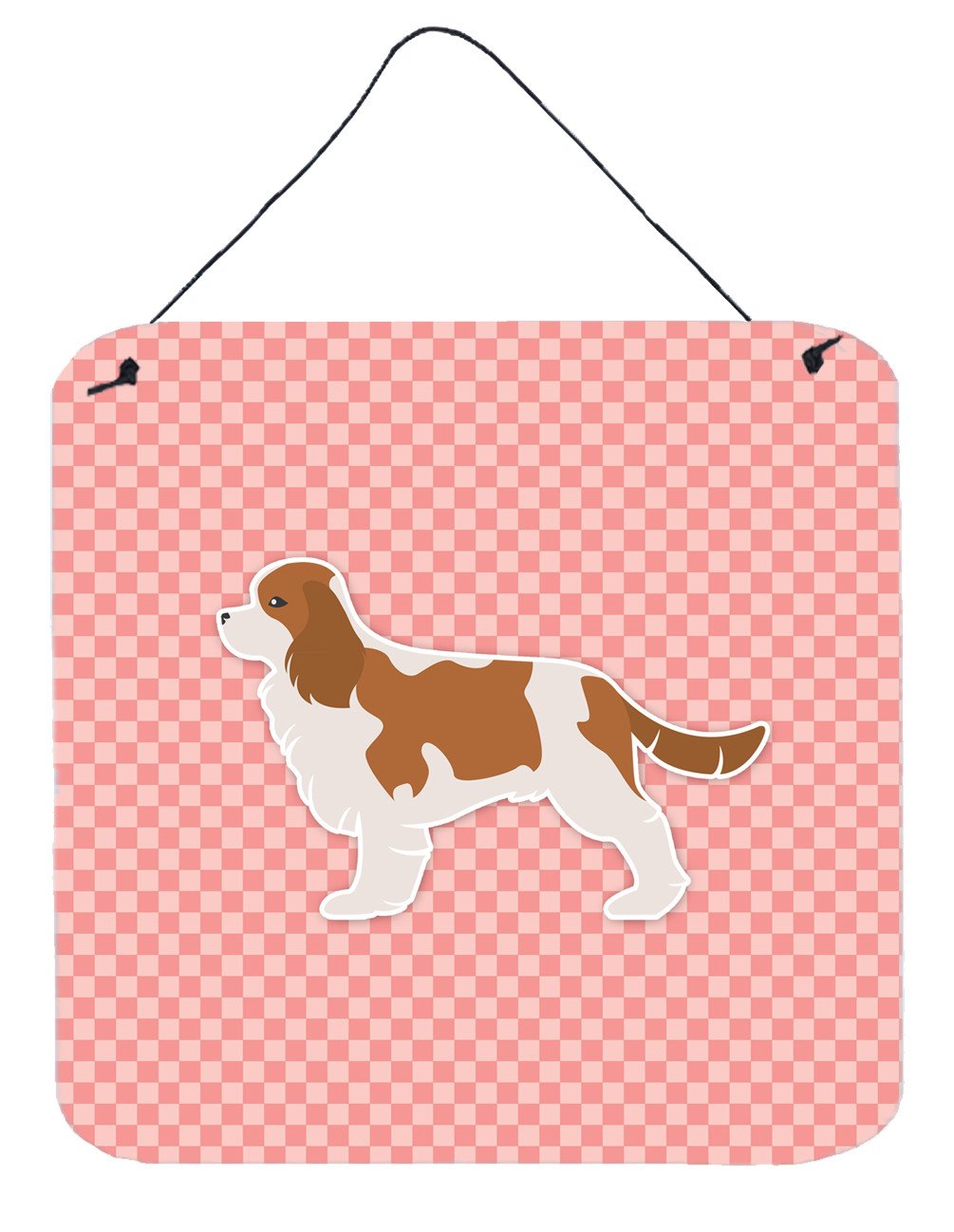 Cavalier King Charles Spaniel Checkerboard Pink Wall or Door Hanging Prints BB3649DS66 by Caroline&#39;s Treasures