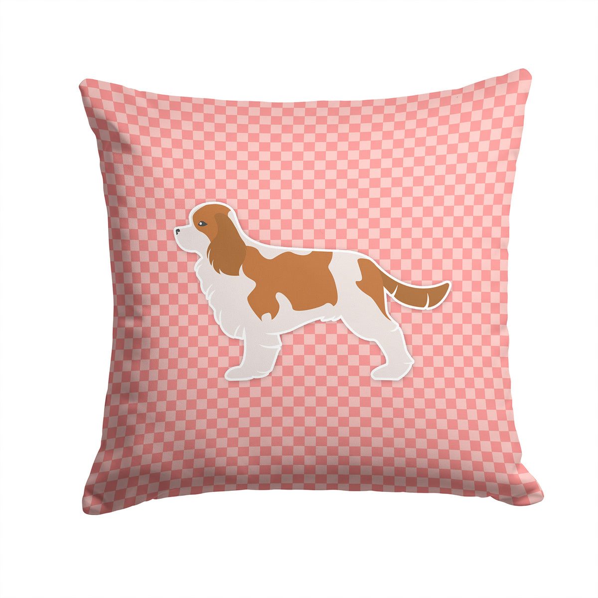 Cavalier King Charles Spaniel Checkerboard Pink Fabric Decorative Pillow BB3649PW1414 - the-store.com