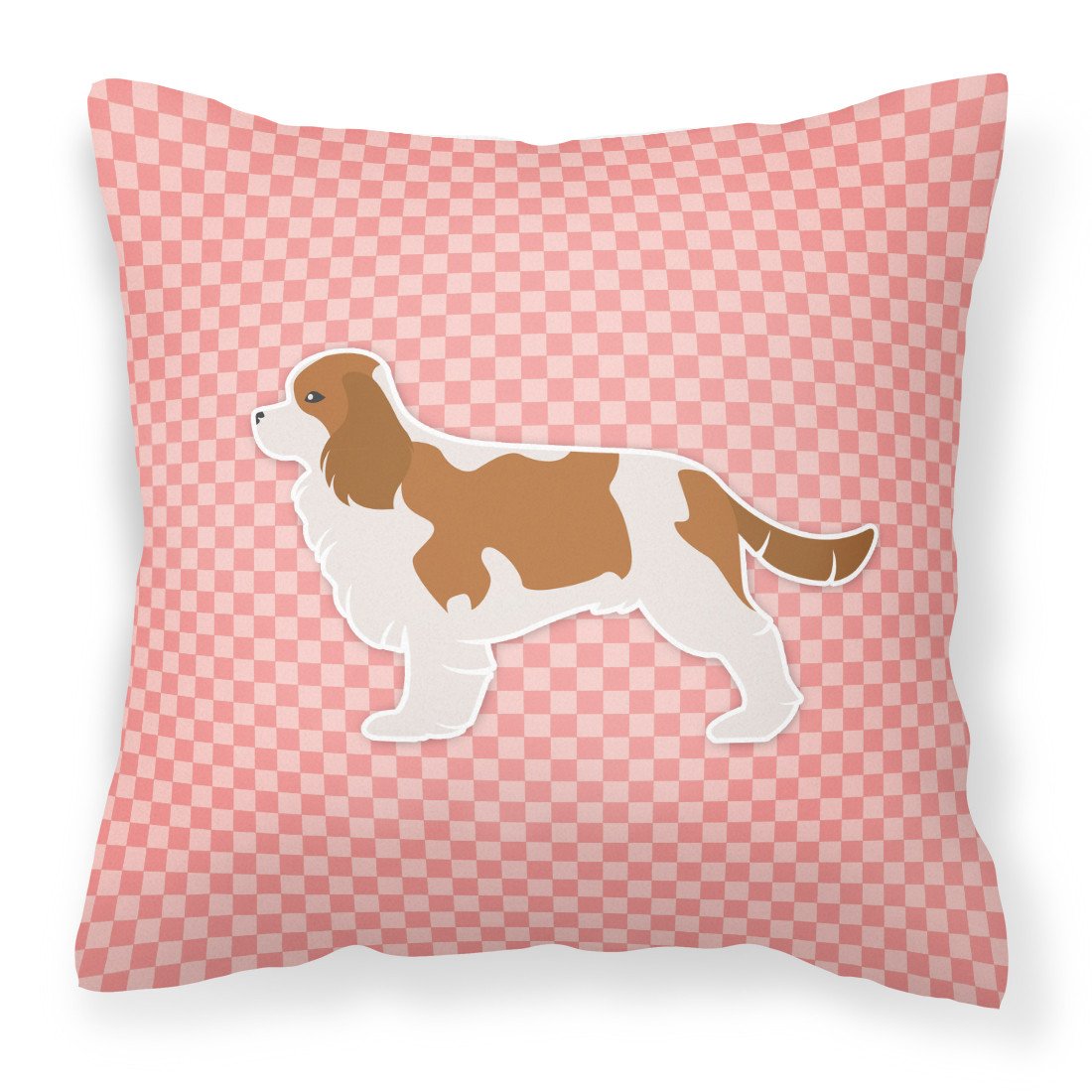 Cavalier King Charles Spaniel Checkerboard Pink Fabric Decorative Pillow BB3649PW1818 by Caroline&#39;s Treasures