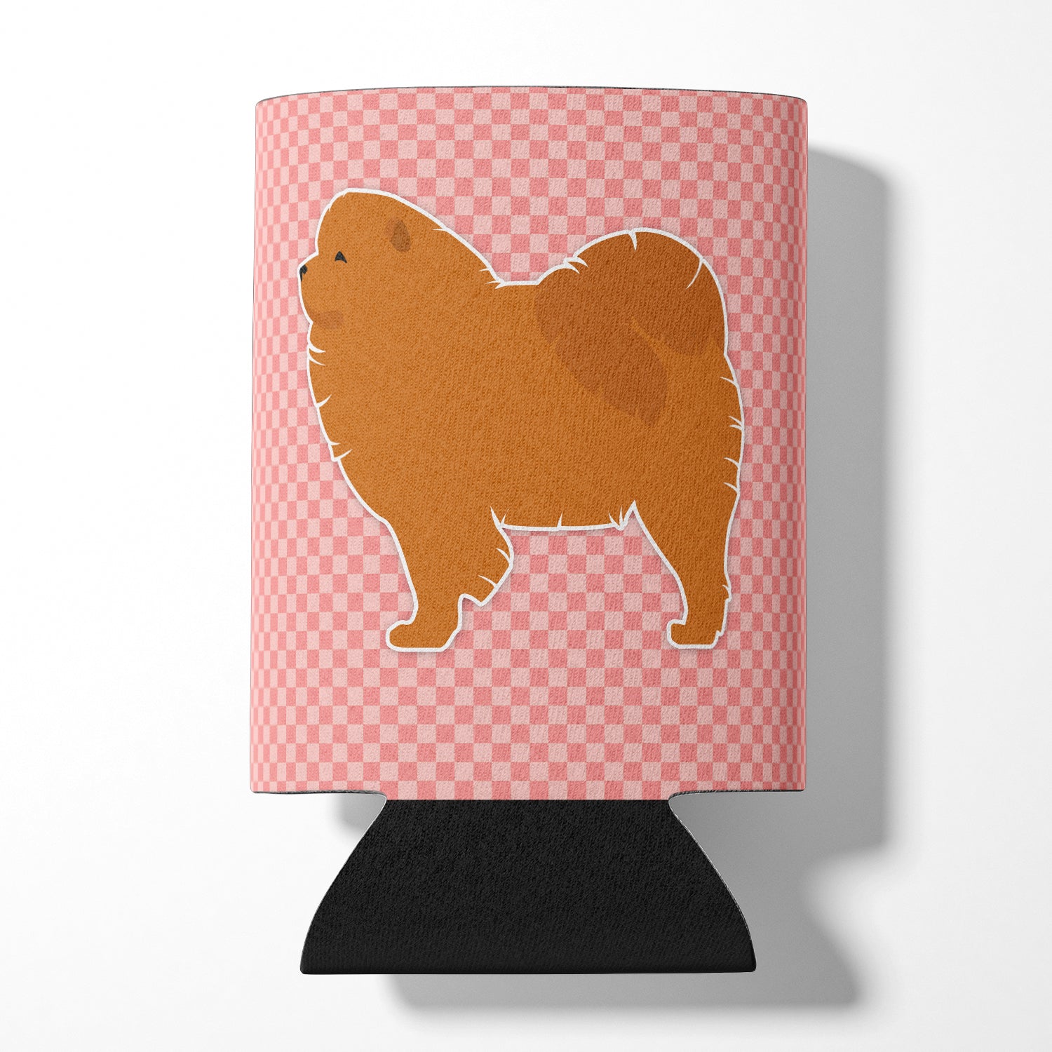 Chow Chow Checkerboard Pink Can or Bottle Hugger BB3651CC