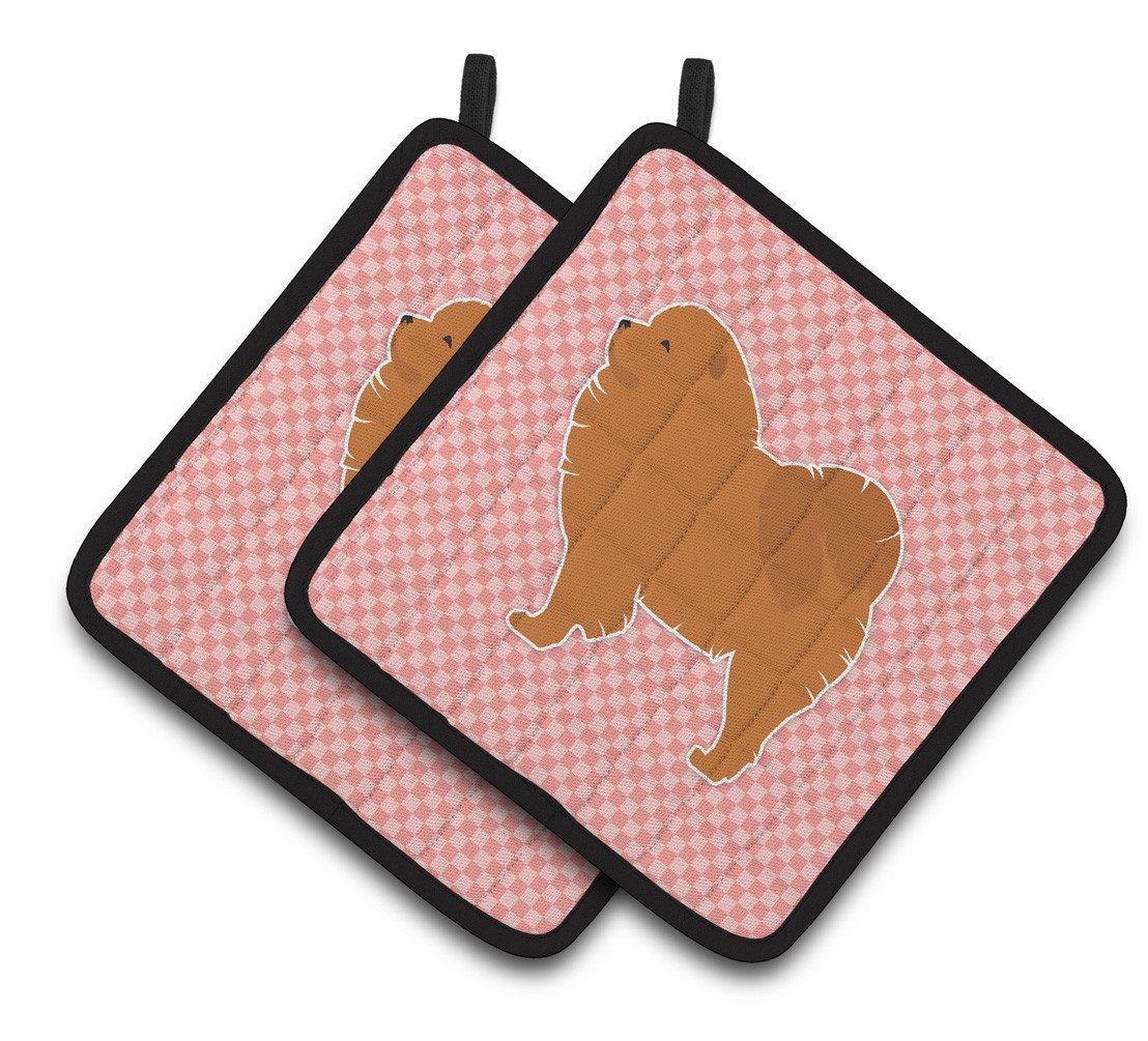 Chow Chow Checkerboard Pink Pair of Pot Holders BB3651PTHD by Caroline's Treasures