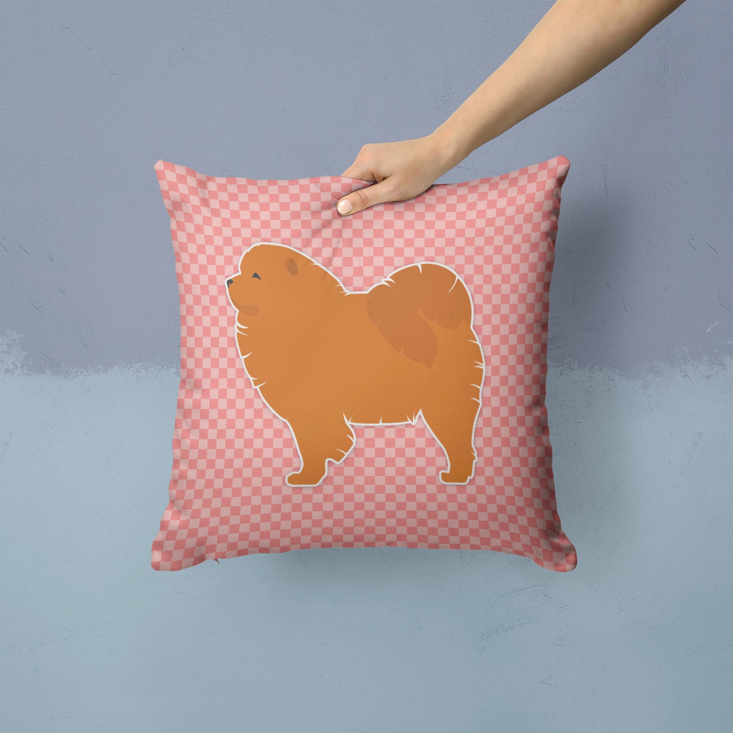 Chow Chow Checkerboard Pink Fabric Decorative Pillow BB3651PW1414 - the-store.com